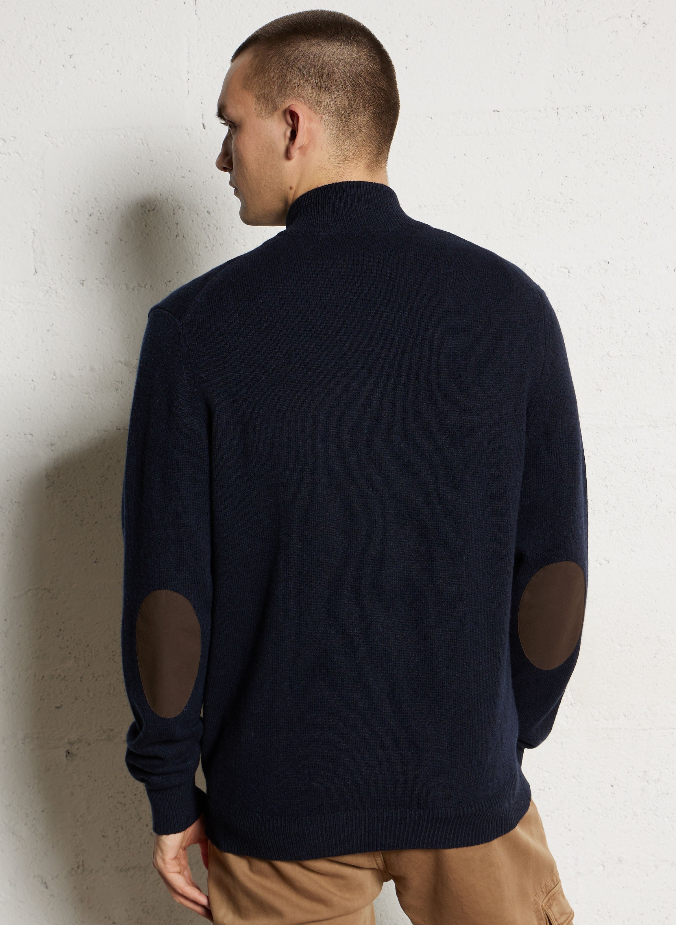 Gilet droit col montant en laine HACKETT Bleu