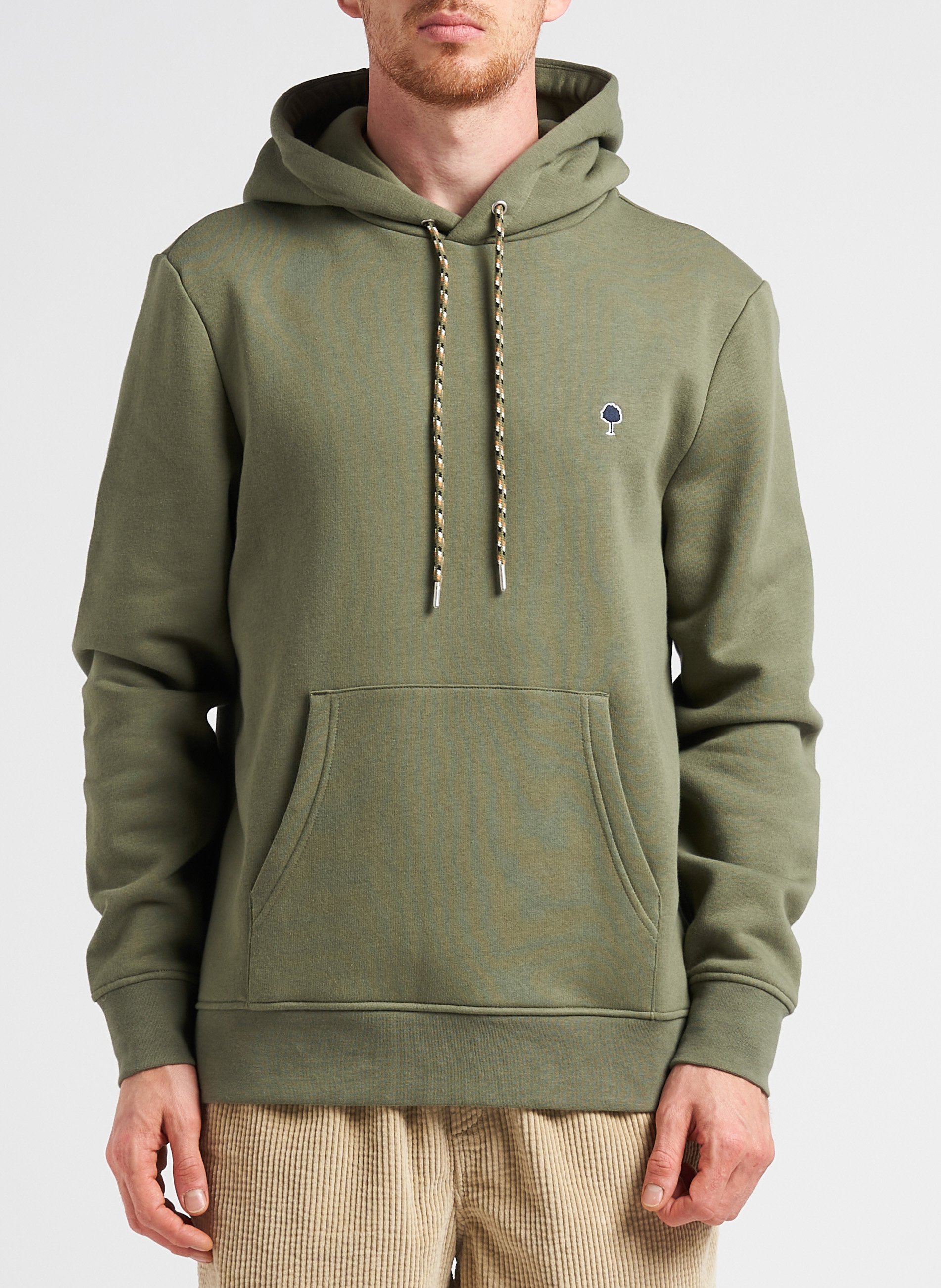 Sudadera bordada regular fit de mezcla de algodón con capucha FAGUO Caqui