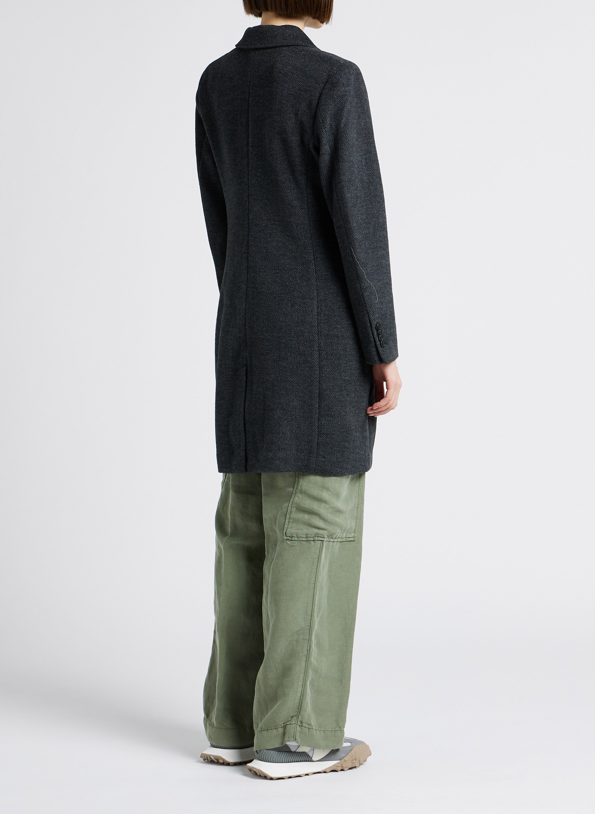 Manteau droit col tailleur en coton mélangé  POLO RALPH LAUREN Gris