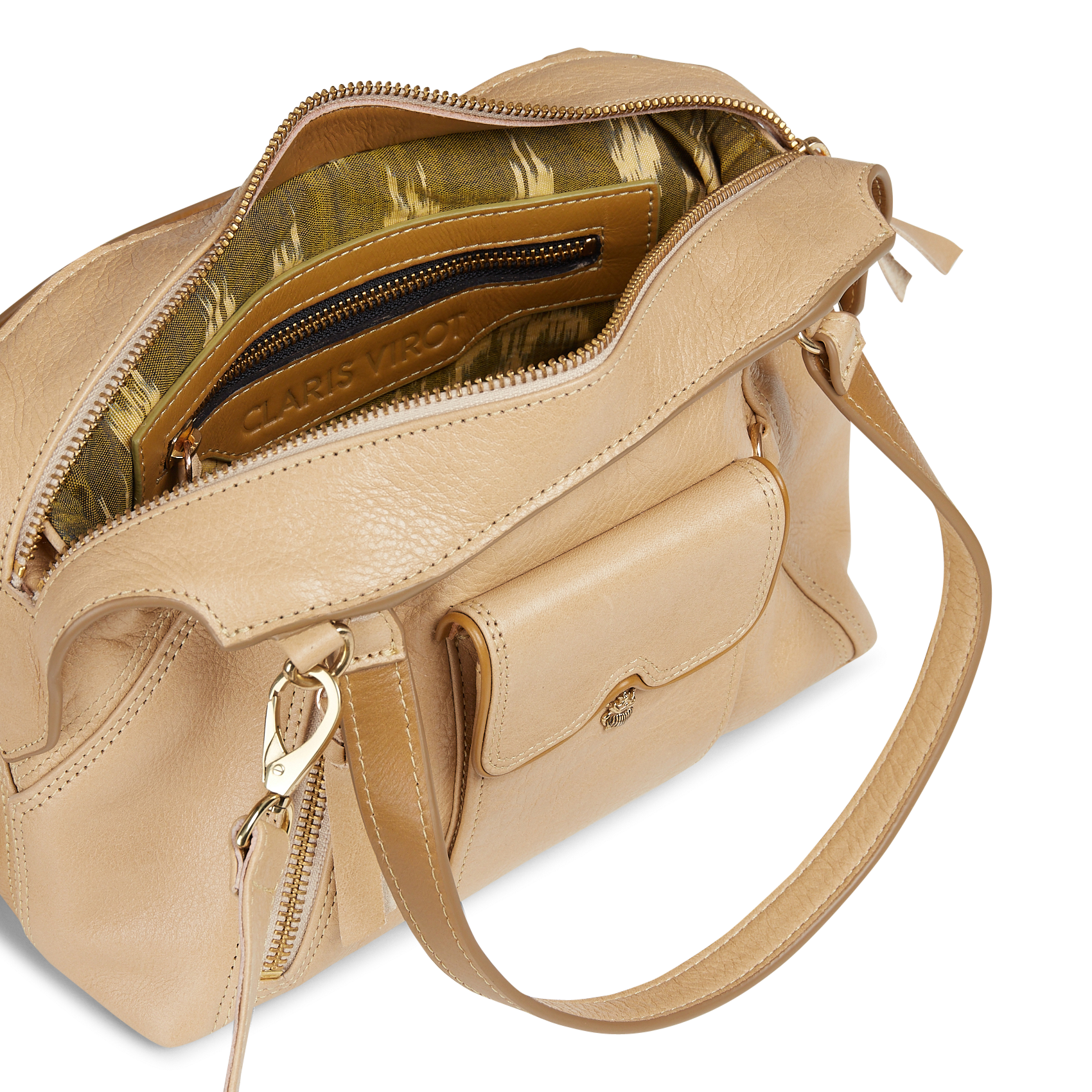 Umhängetasche aus Leder CLARIS VIROT Beige