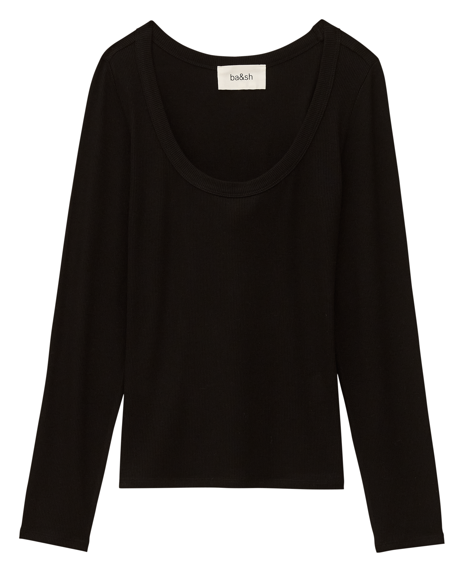 Lange mouwen geribbeld effen T-shirt BA&SH Zwart
