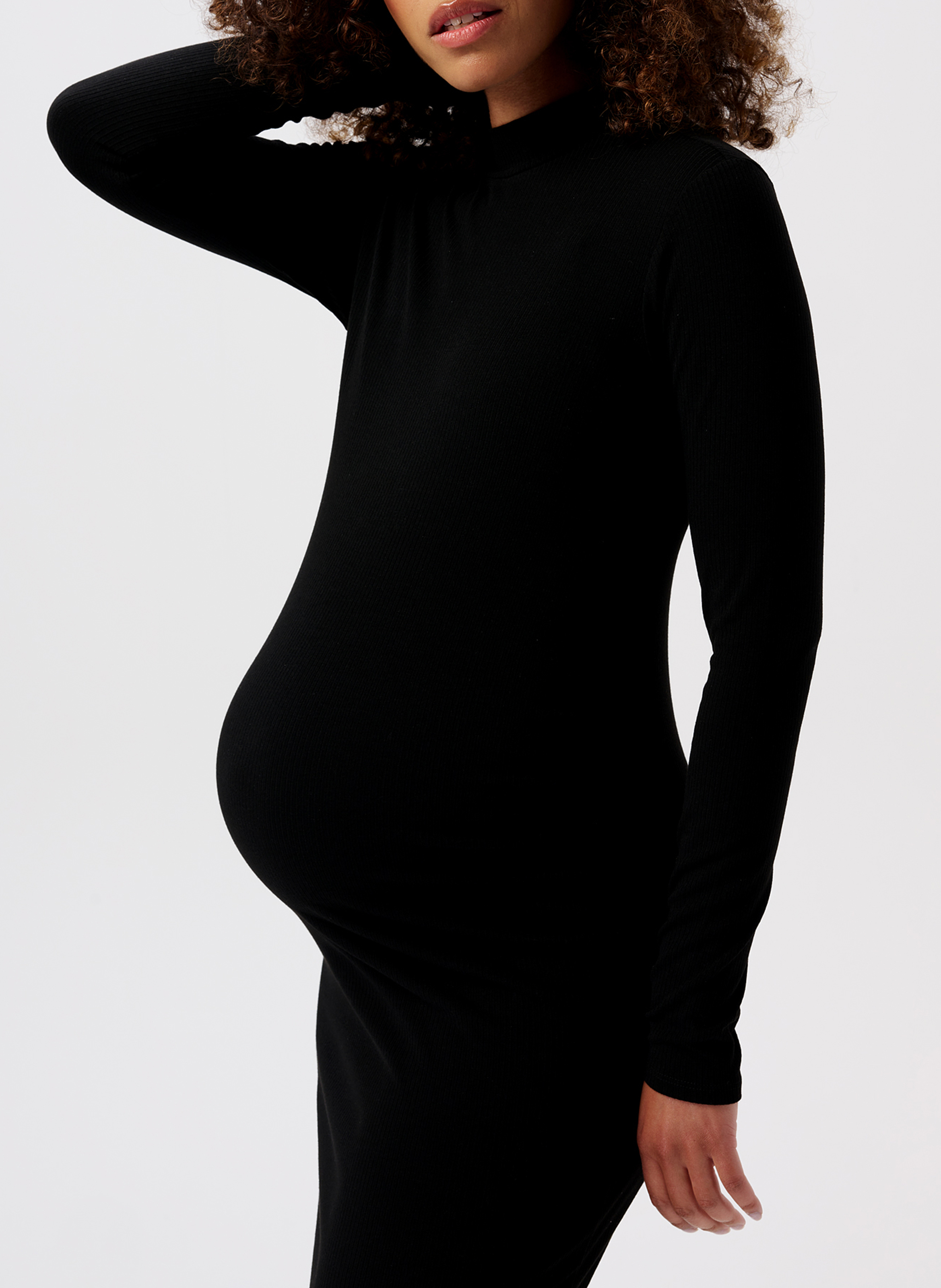 Robe midi de grossesse col montant NOPPIES Noir