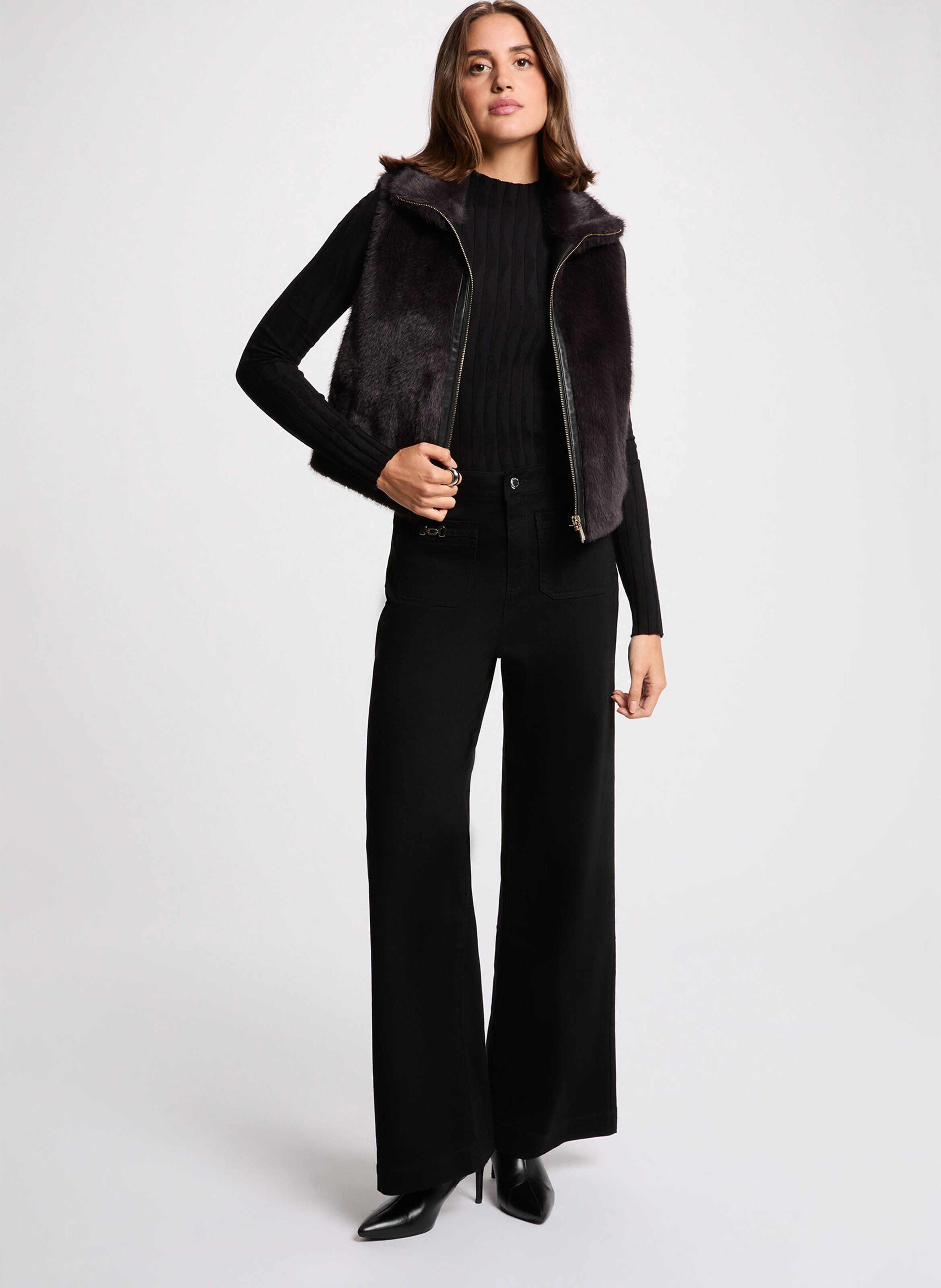 Veste sans manches en fausse fourrure MORGAN Noir