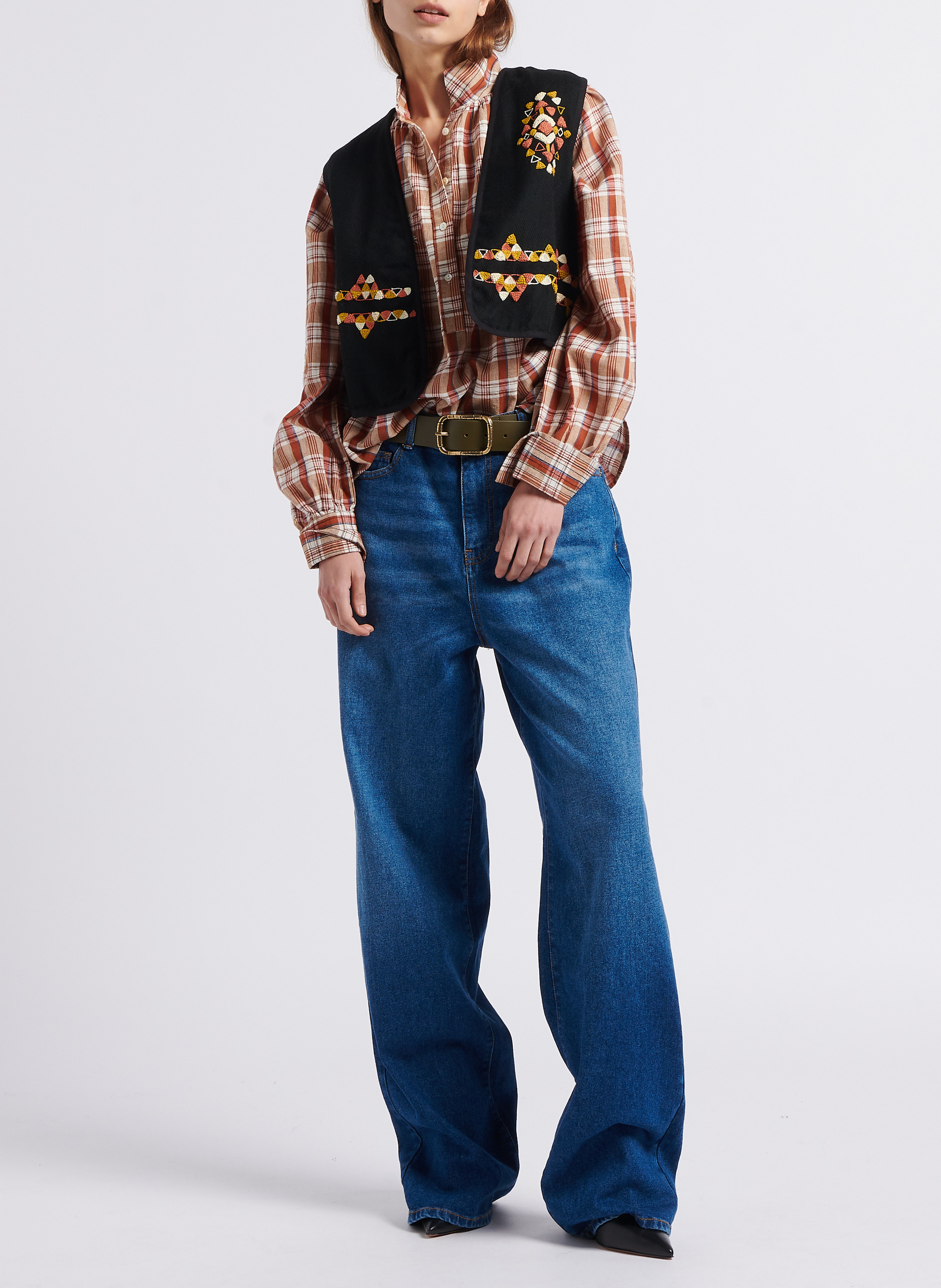 Kurzer Bolero aus bestickter Wolle V DE VINSTER Schwarz