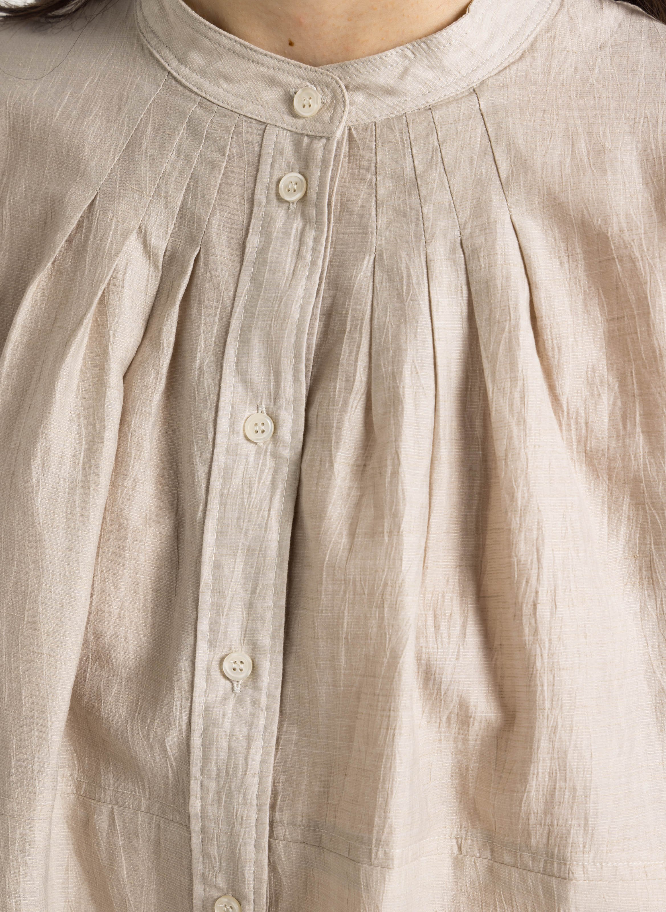 Blouse met ruime pasvorm en knoopsluiting van gemengd linnen SOEUR Beige