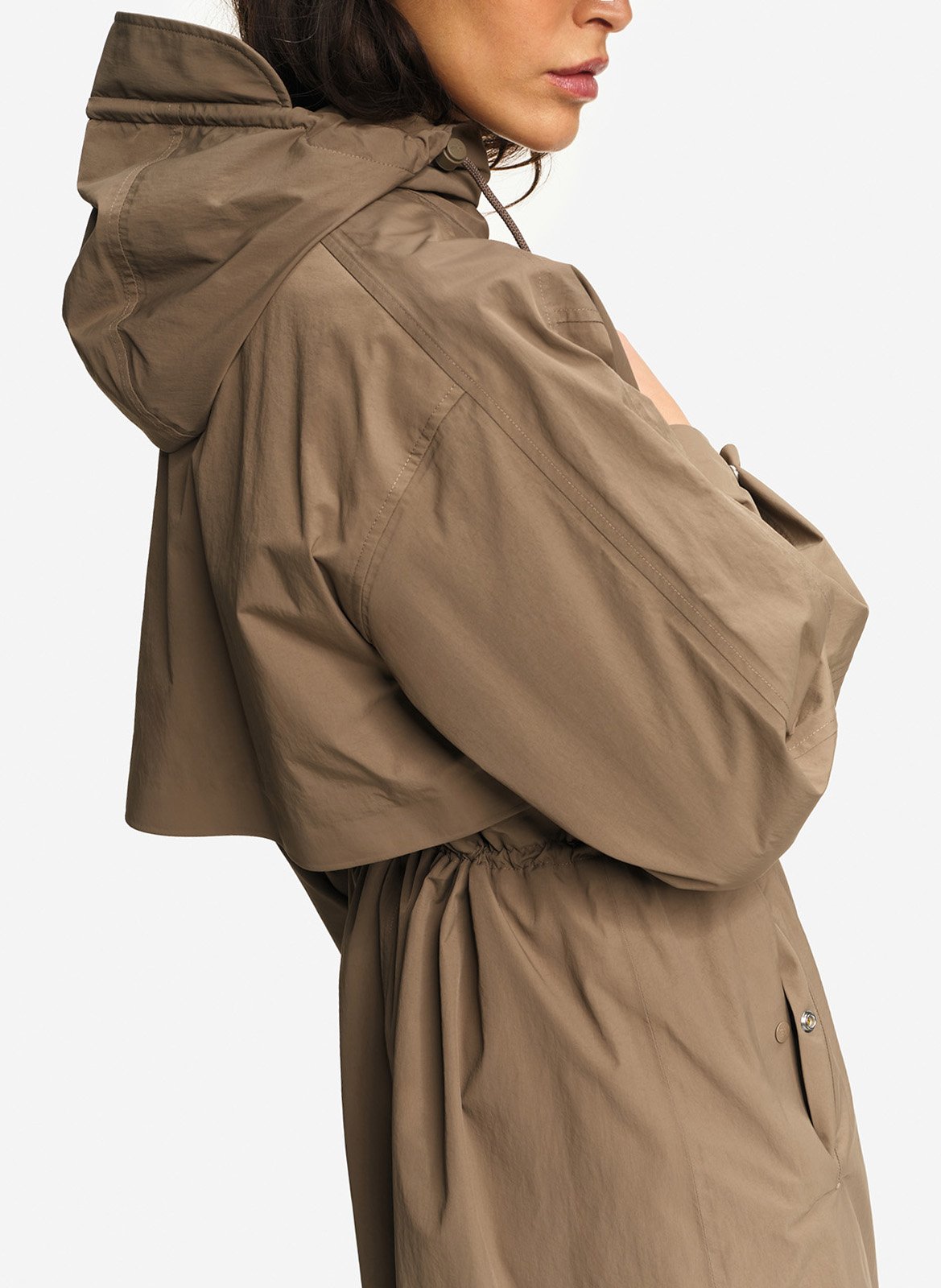 Mid-length hooded oversized parka AIGLE Brown