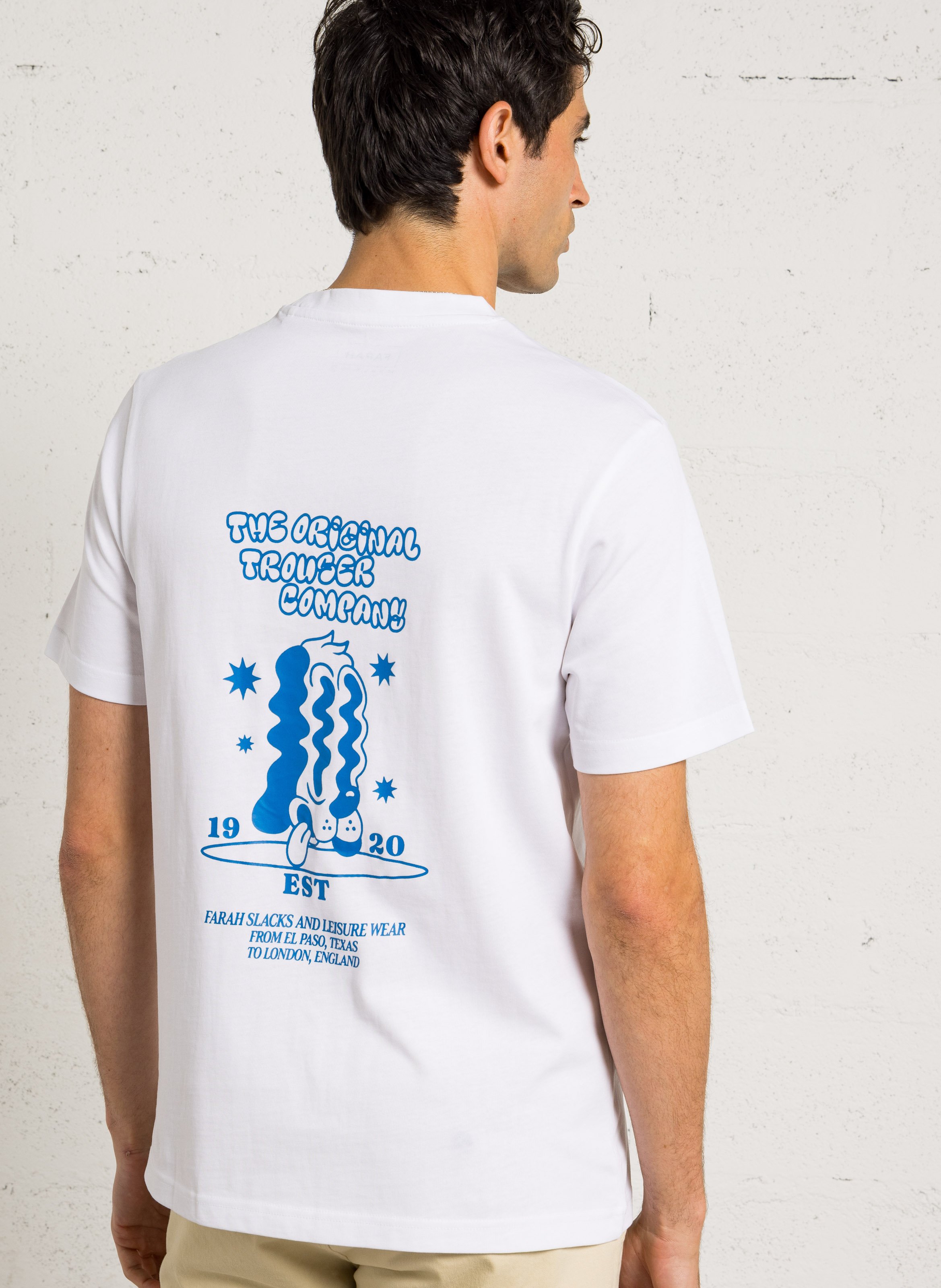 Tee-shirt droit col rond en coton bio FARAH Blanc