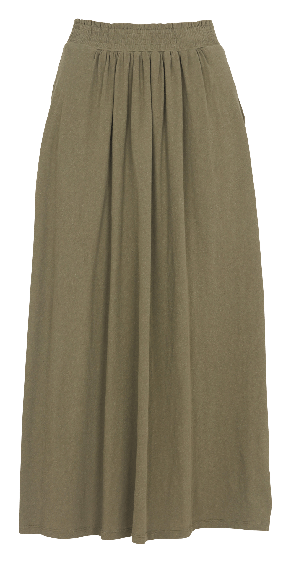 Ausgestellter Midirock aus Baumwoll-Mix MKT Khaki