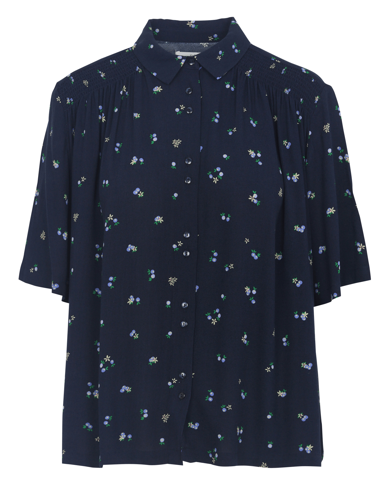 Floral print loose-fit shirt with classic collar DES PETITS HAUTS Black