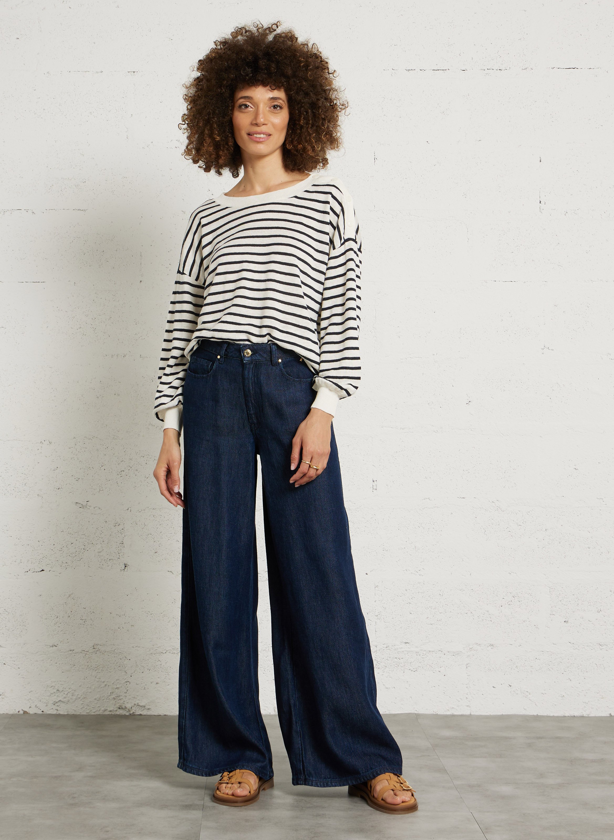 Pull oversize en lin DES PETITS HAUTS Beige