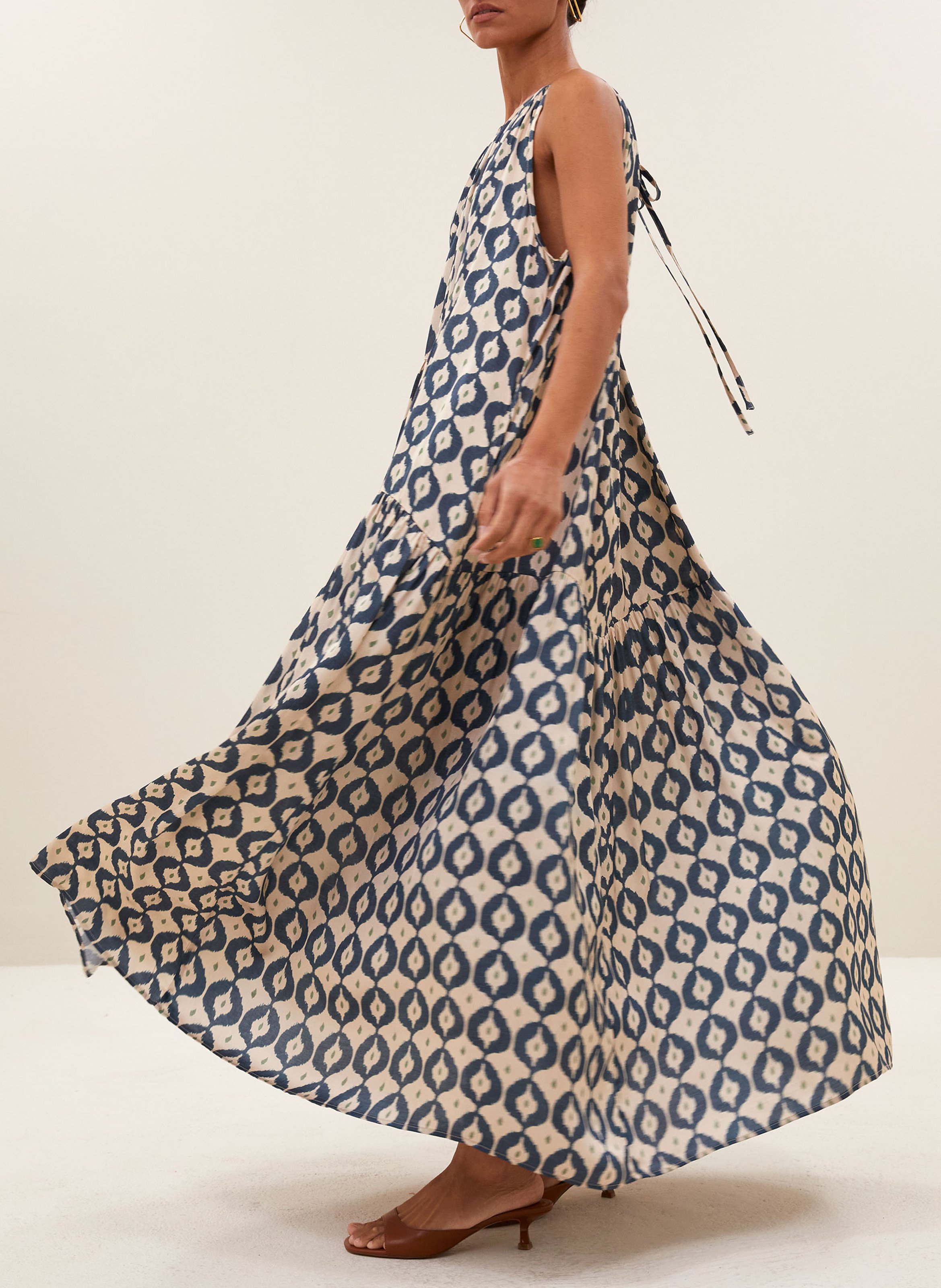 Robe longue col rond imprimée BY BAR Multicolore