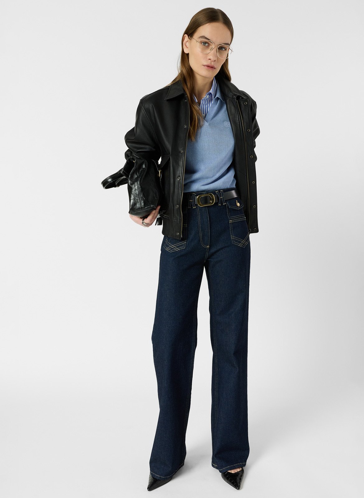 Gebreide polo van gemengd linnen GERARD DAREL Blauw