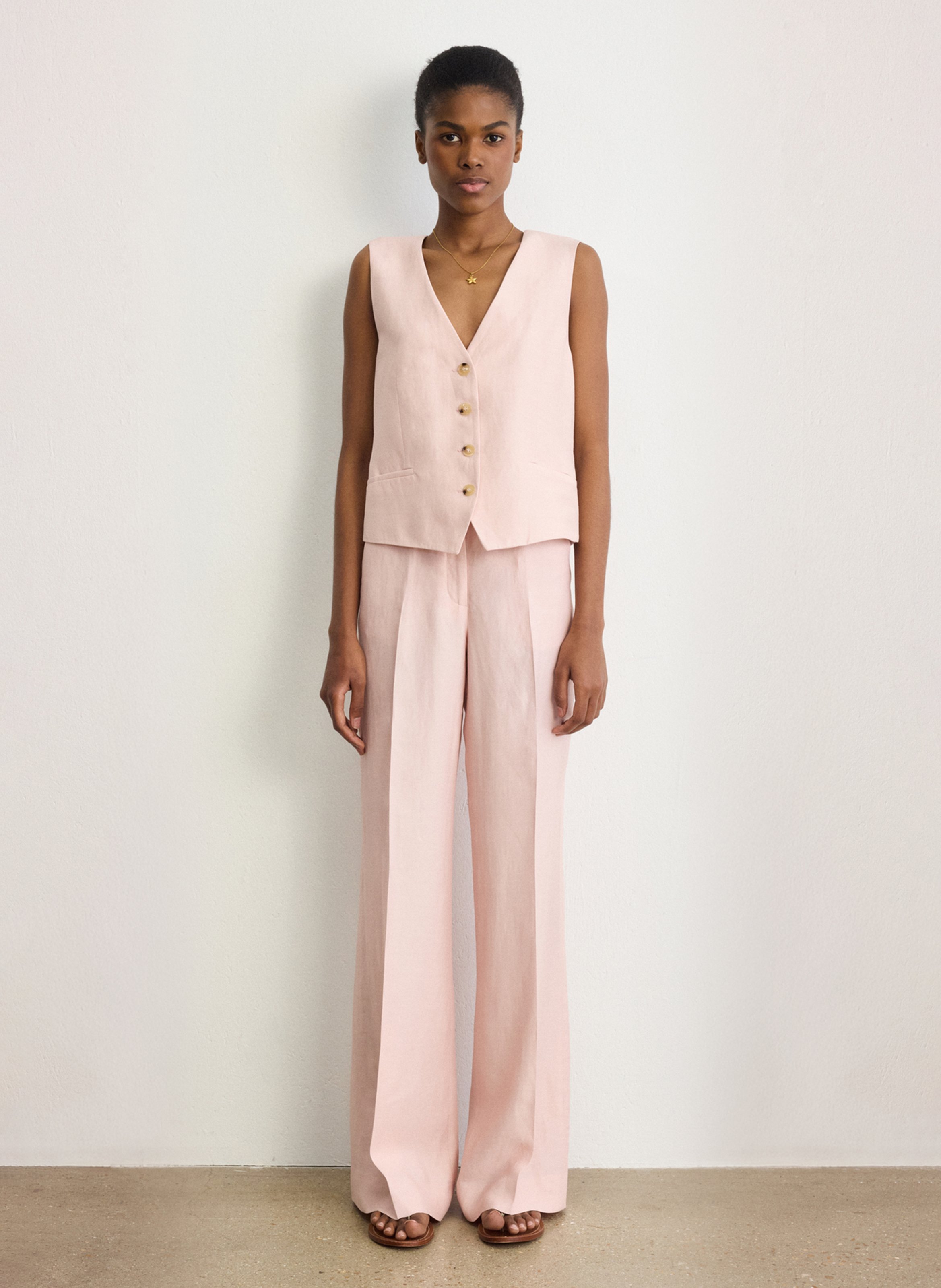 Straight V-neck vest PABLO Red