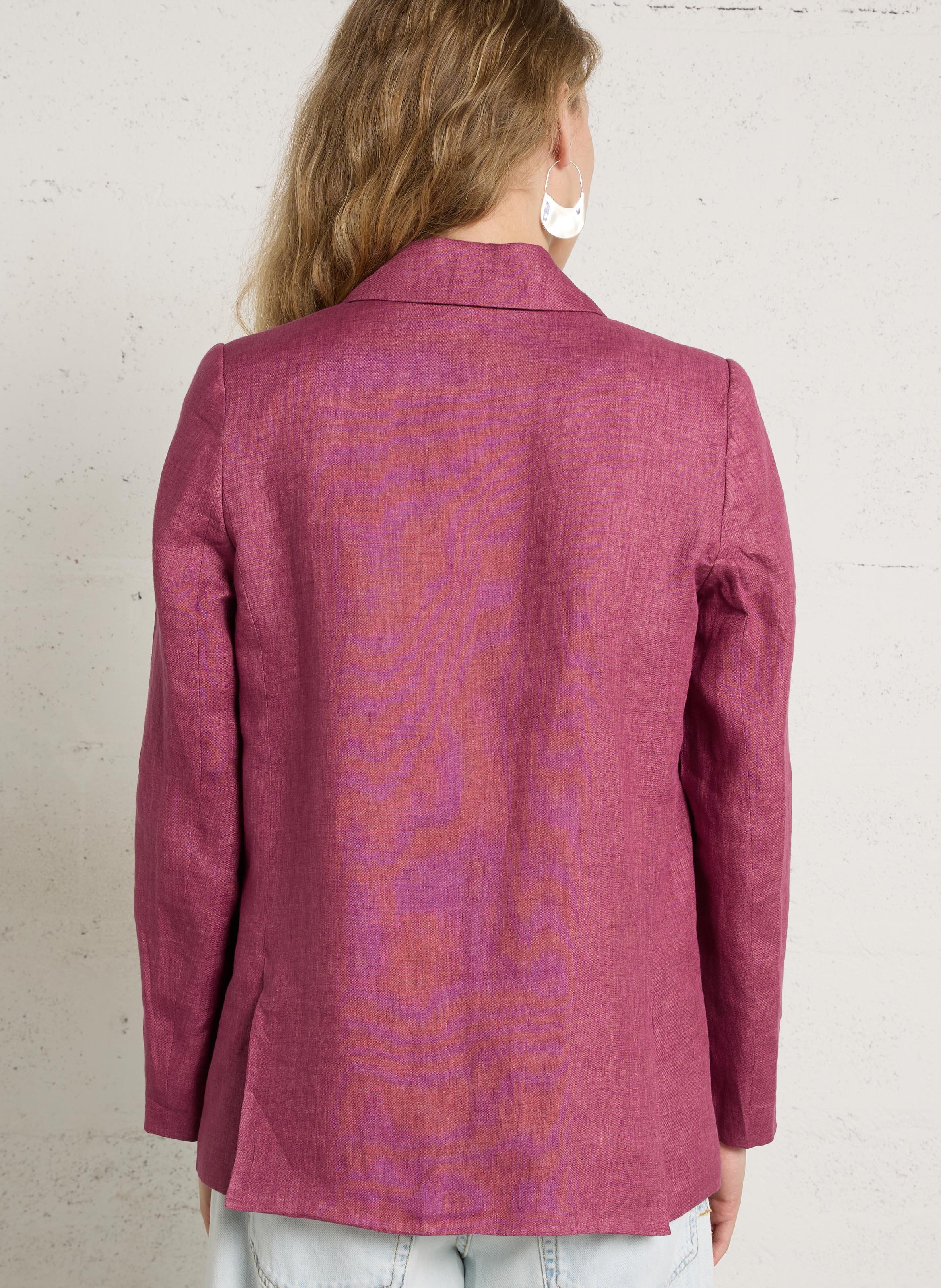 Straight-fit jasje van linnen met reverskraag SEE U SOON Violet