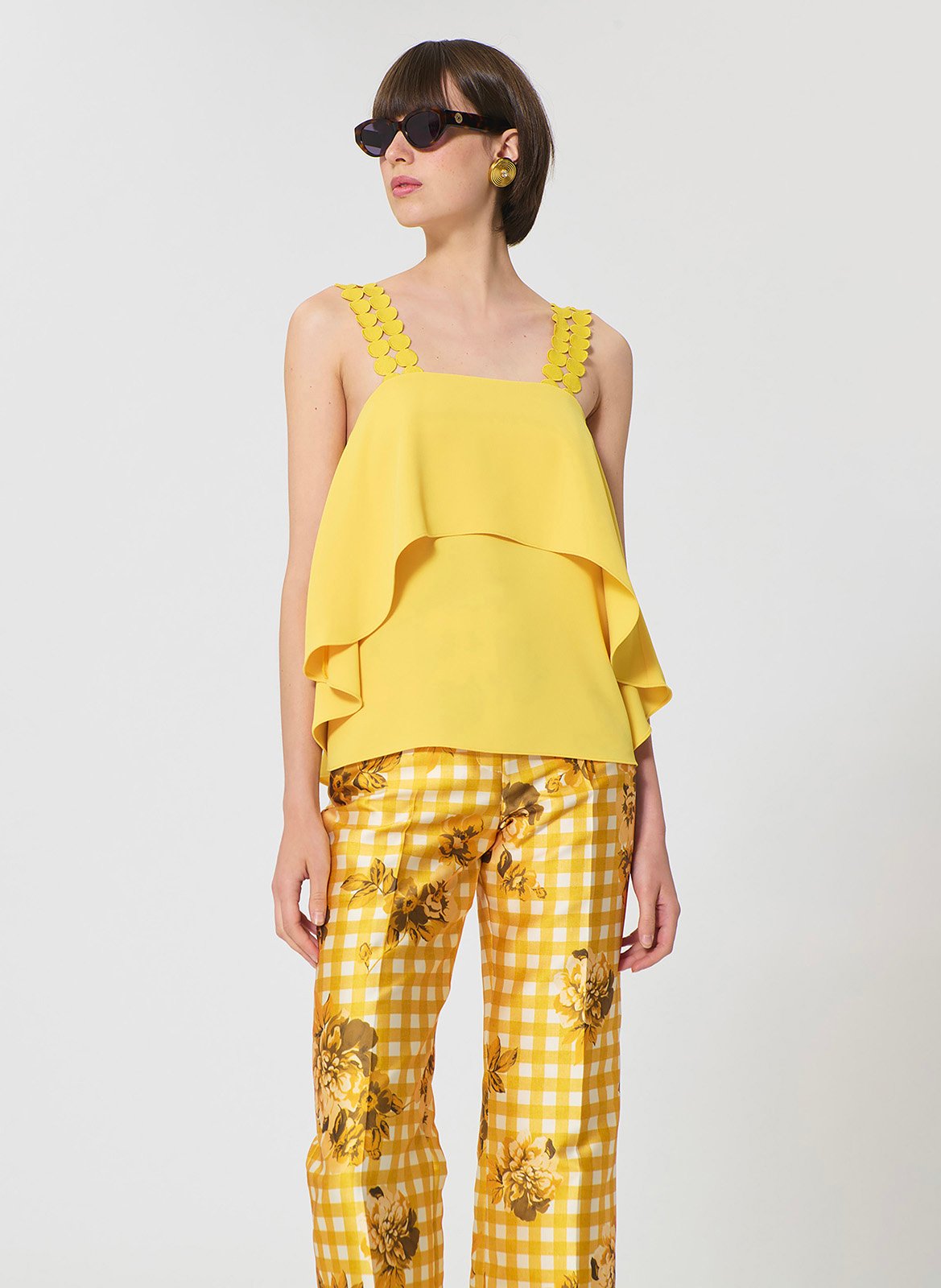 Square neck top TARA JARMON Yellow