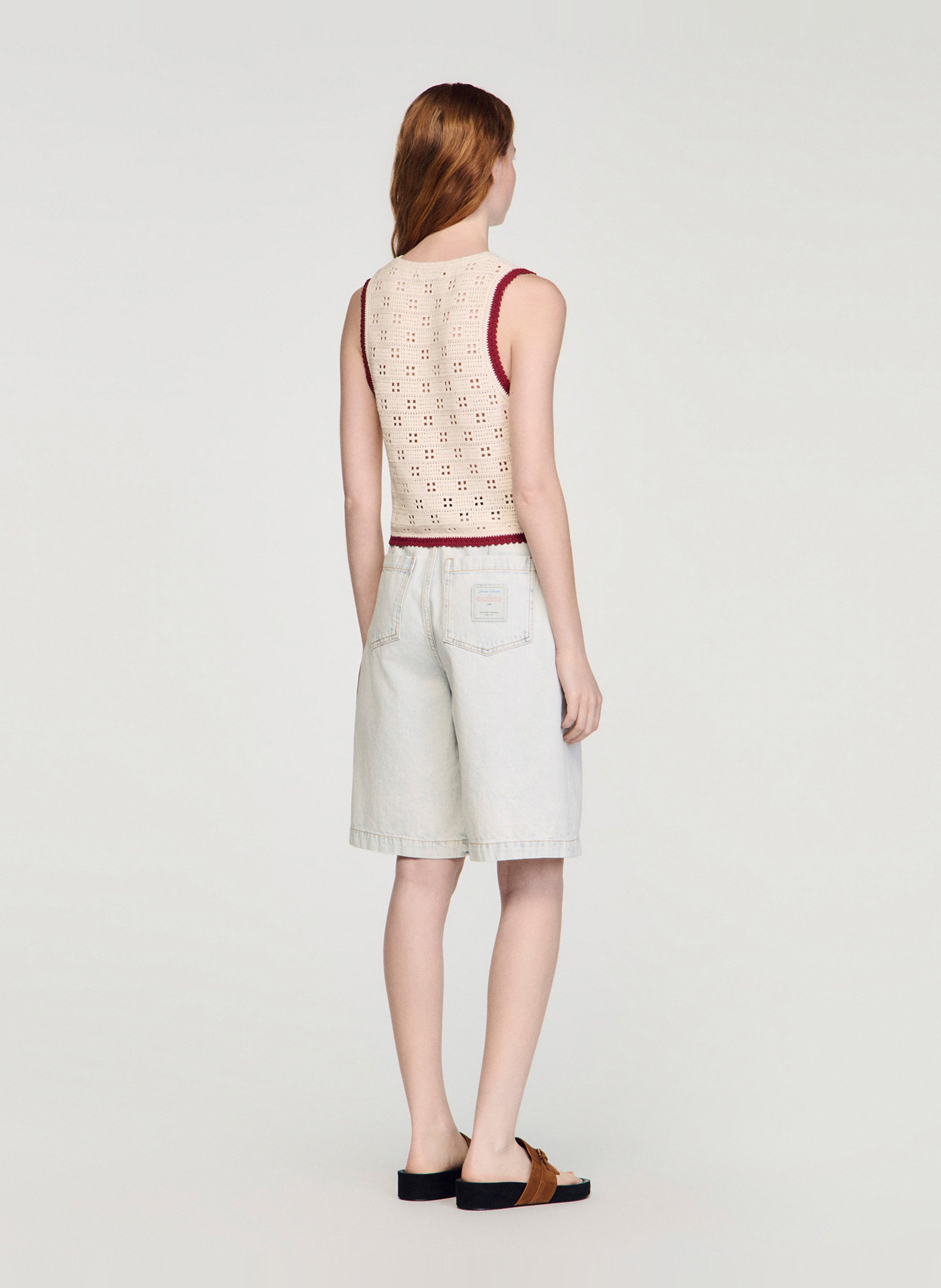 V-neck top SANDRO Beige