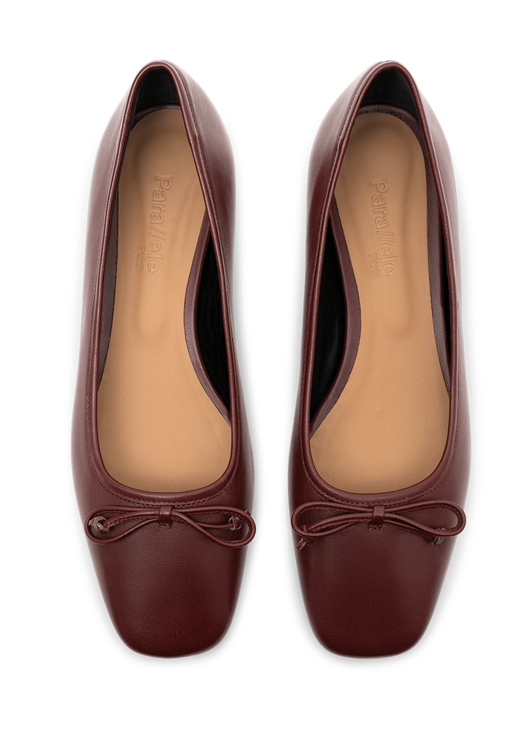 Burgundy nappa leather ballet flats PARALLELE PARIS Red