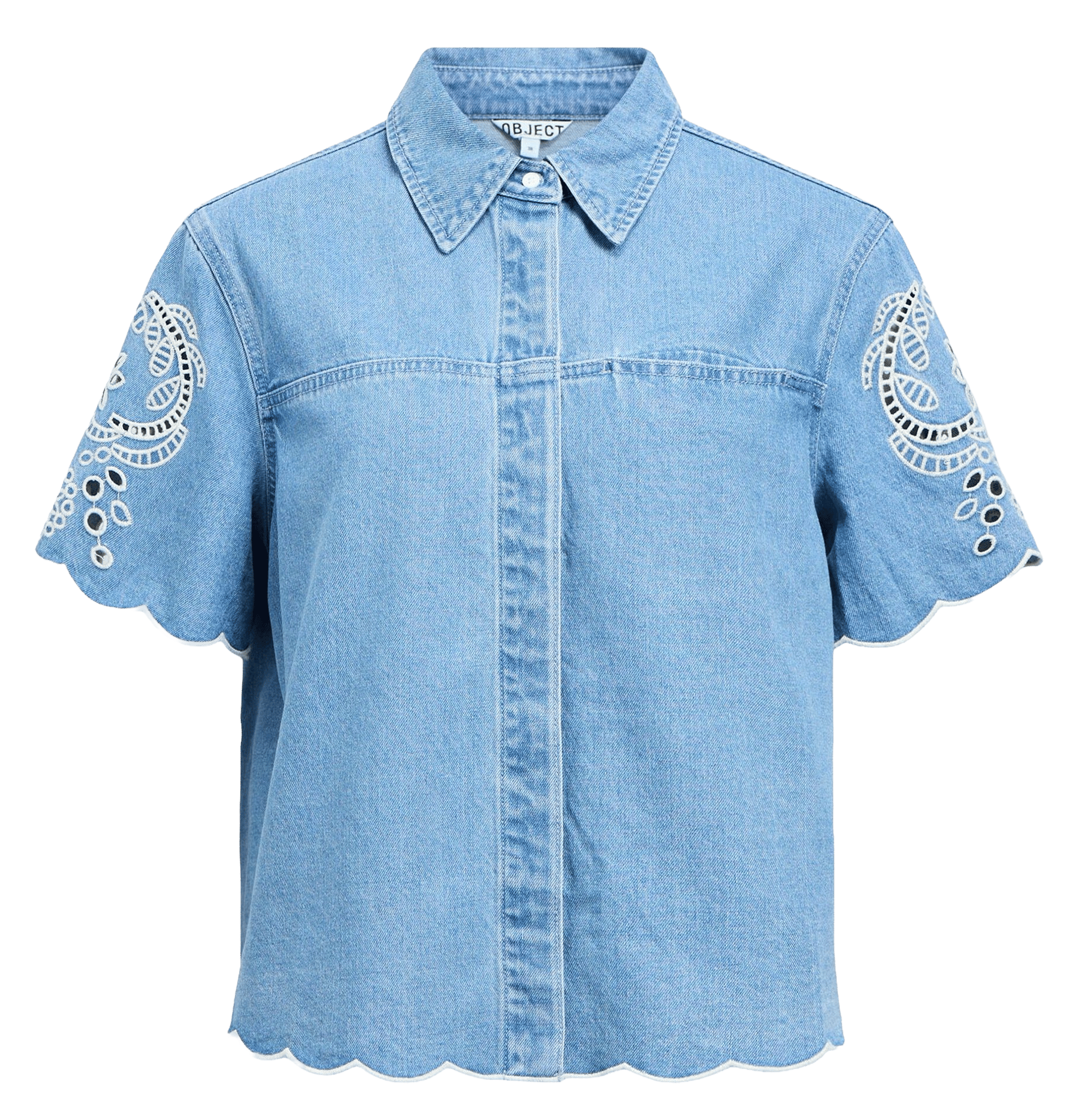 Gerade geschnittenes Hemd aus Baumwoll-Mix mit klassischem Kragen OBJECT Blau