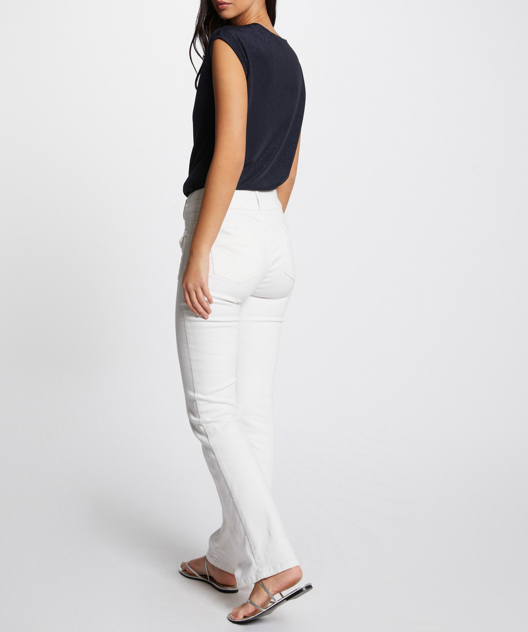 T-Shirt mit V-Ausschnitt und Metallic-Effekt MORGAN Blau