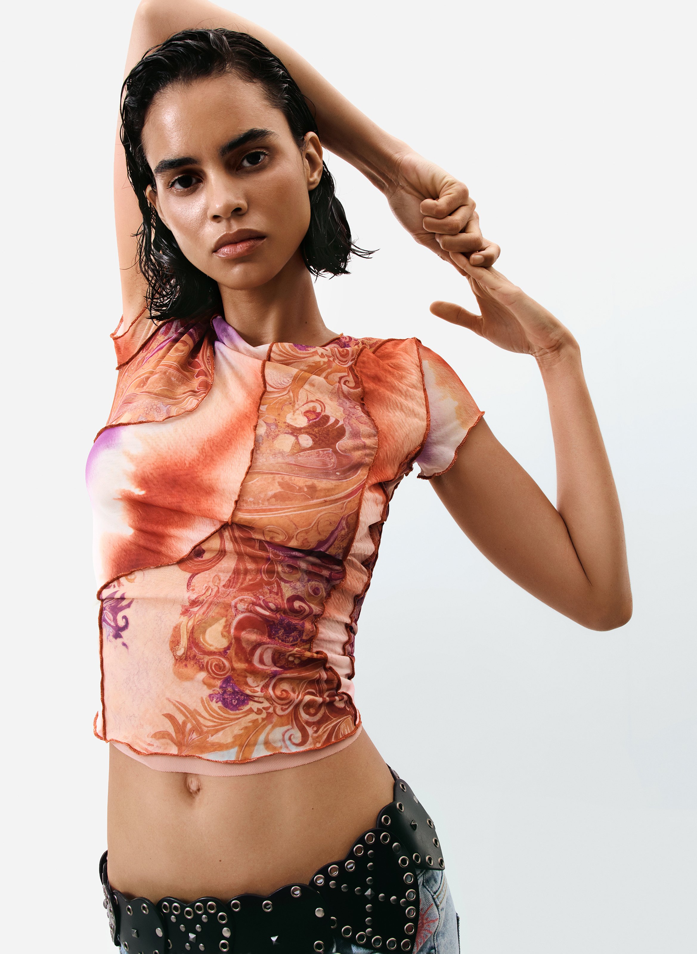 Close-fit printed T-shirt DESIGUAL Multicolored