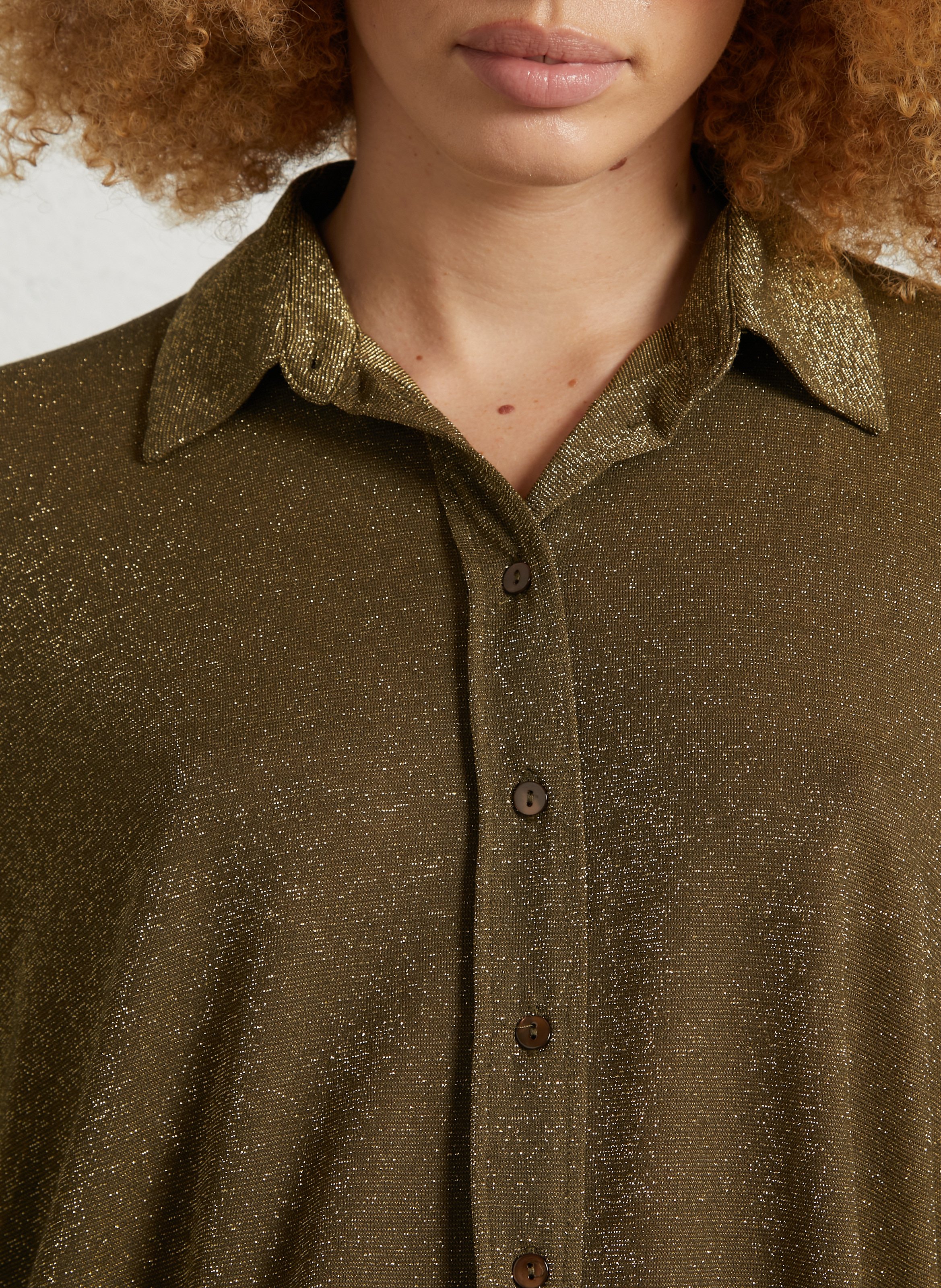 Chemisier fluide à paillettes MOMONI Marron