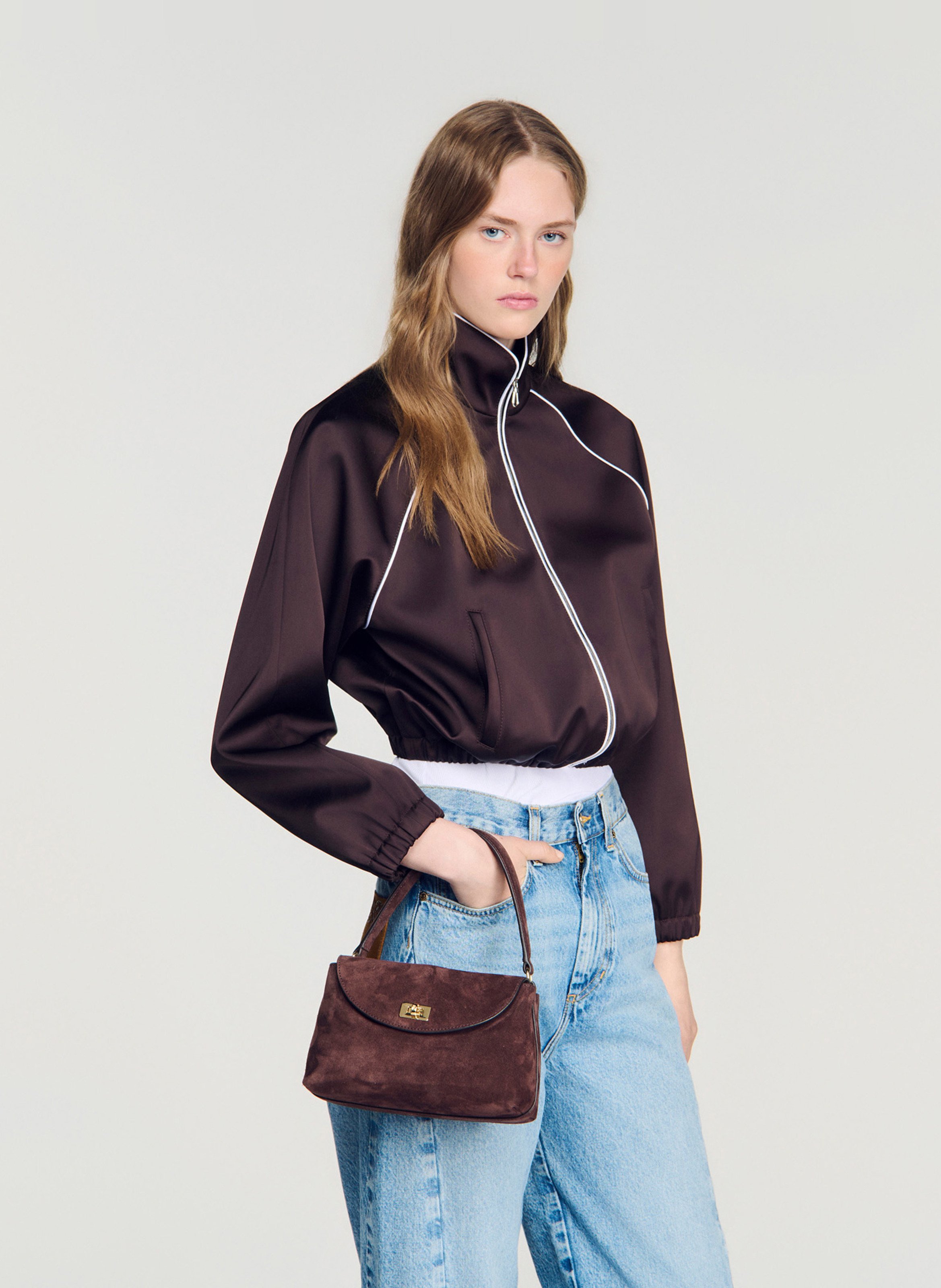 Leren handtas SANDRO Bruin