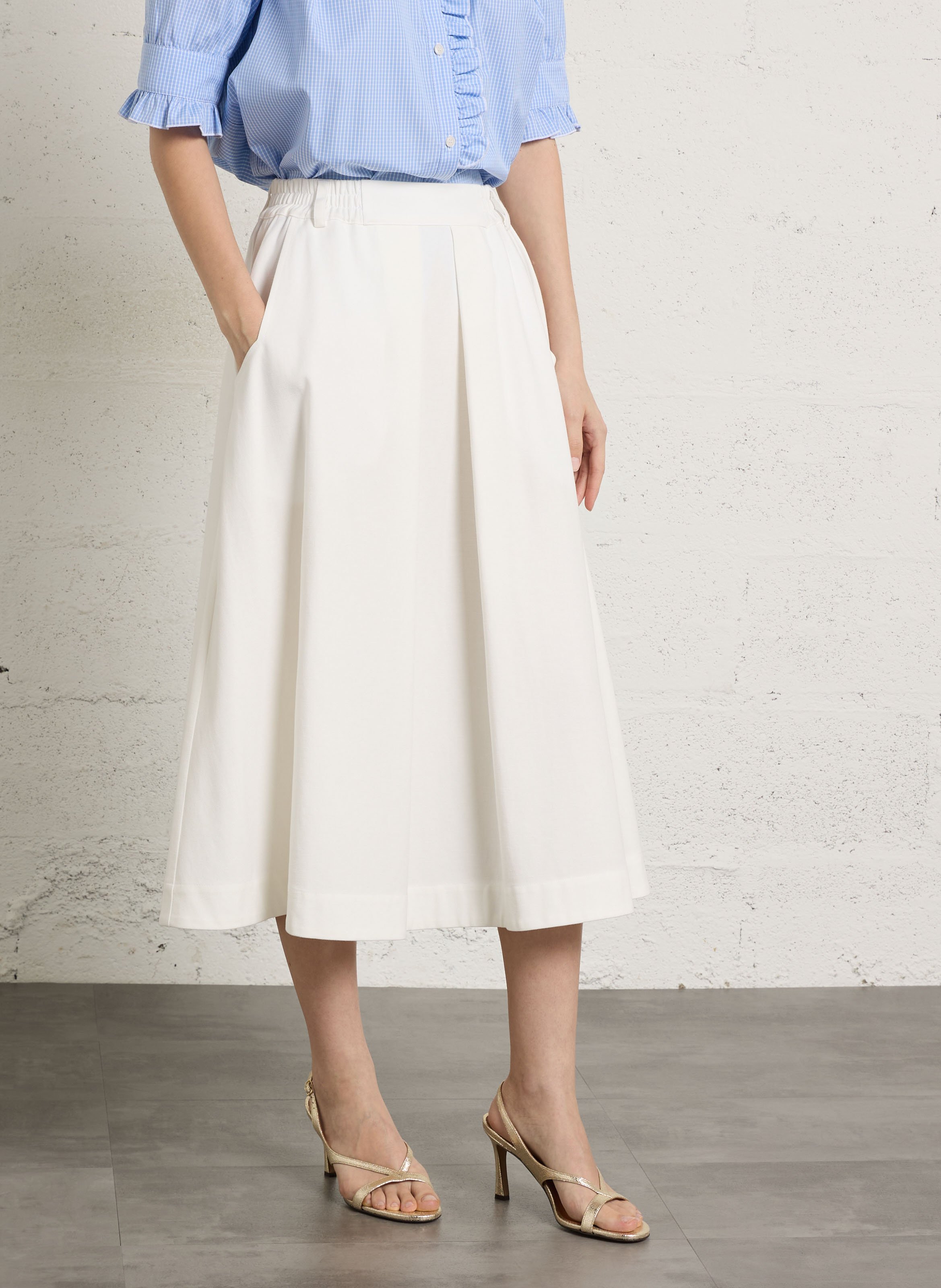 Long cotton-blend skirt SUZIE WINKLE White