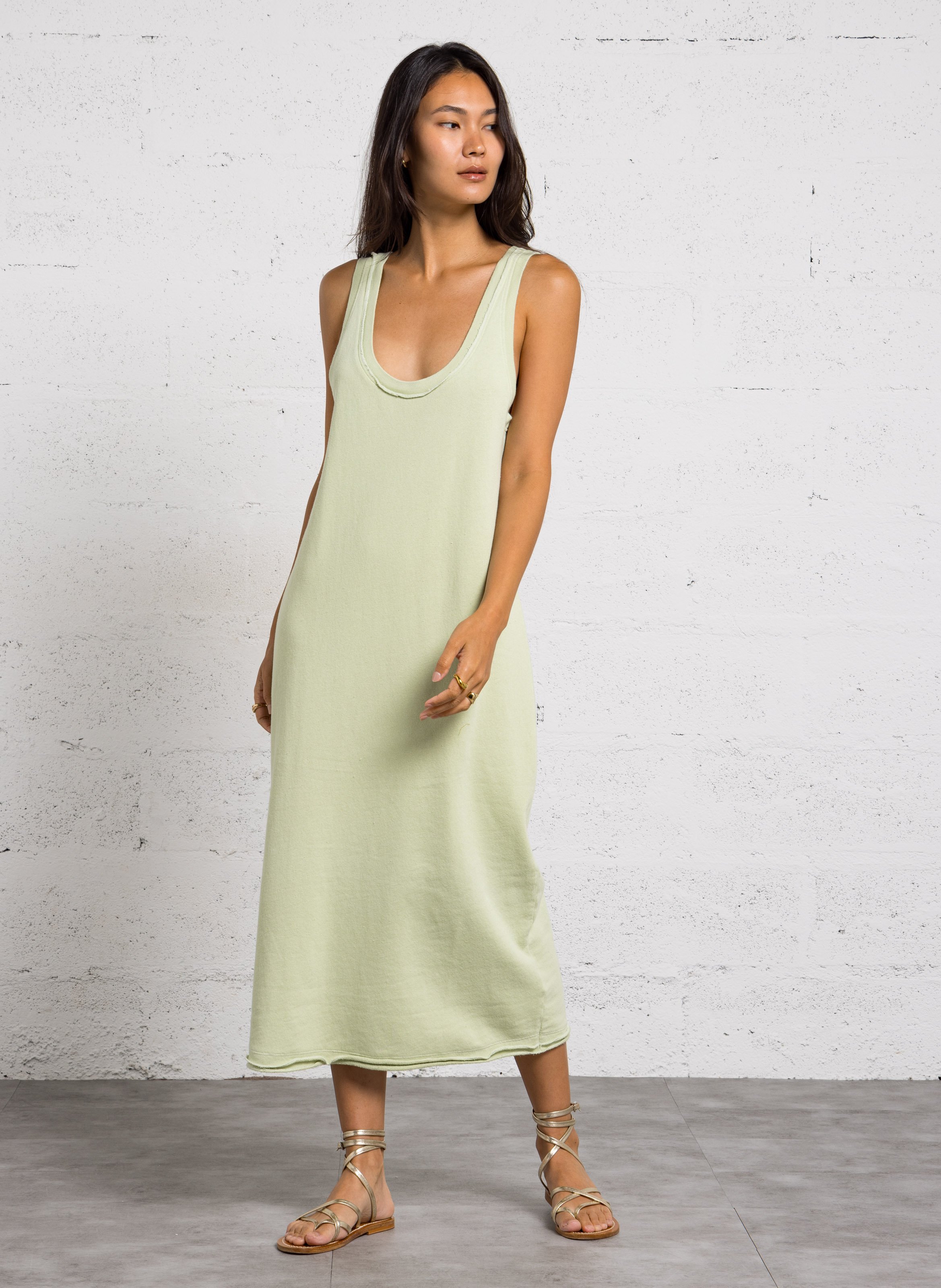Langes ärmelloses einfarbiges Kleid AMERICAN VINTAGE