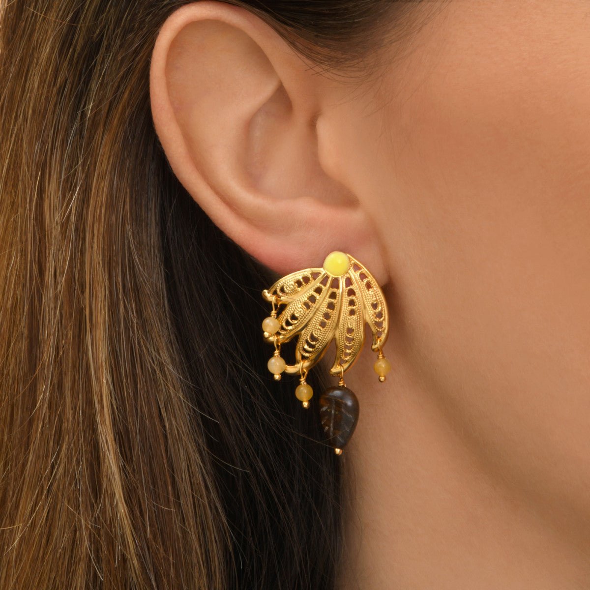 Earrings with pierced stems in gold-plated finish SATELLITE PARIS Golden