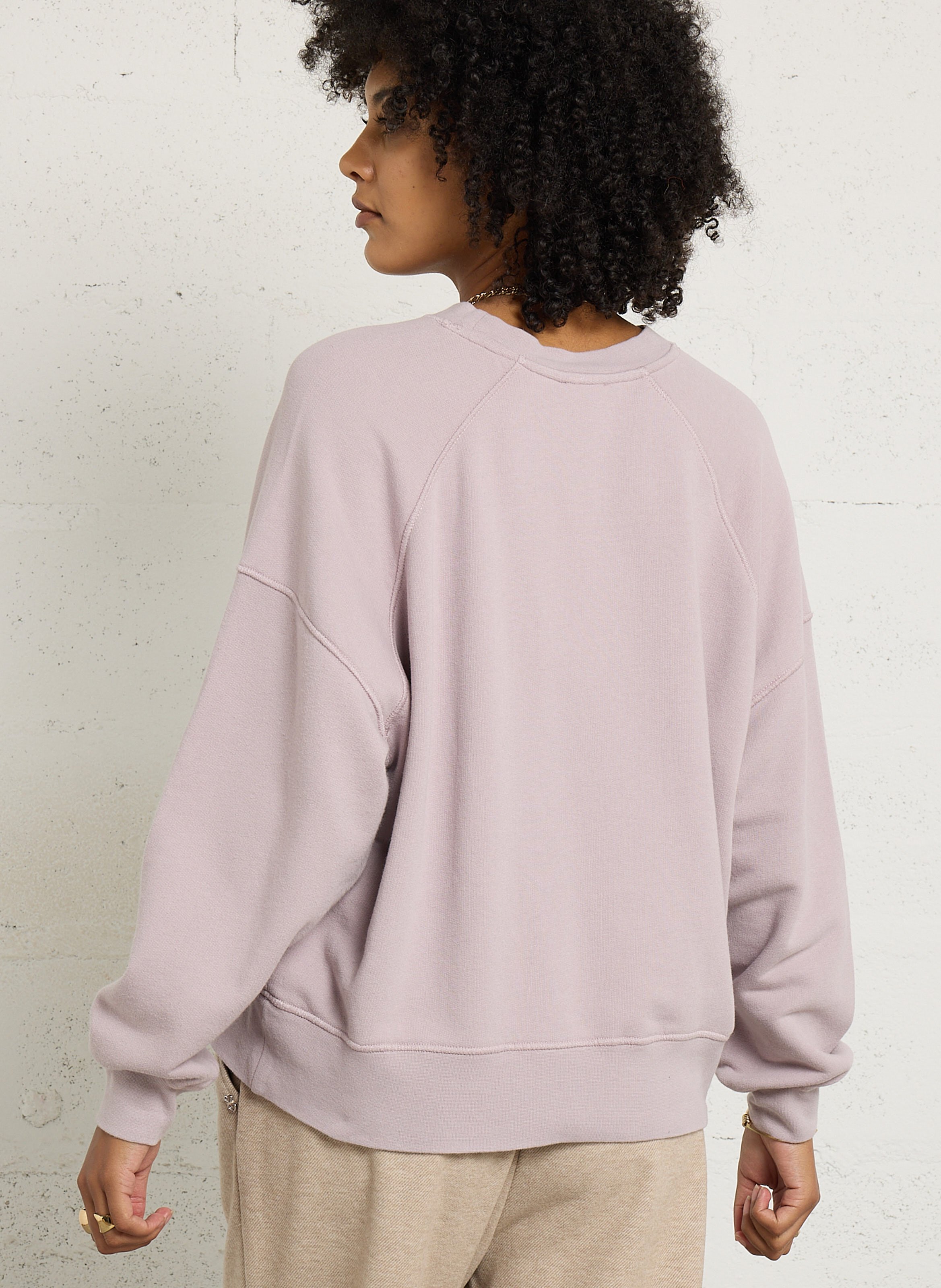 Oversized cotton-blend sweatshirt with round neck AMERICAN VINTAGE Purple