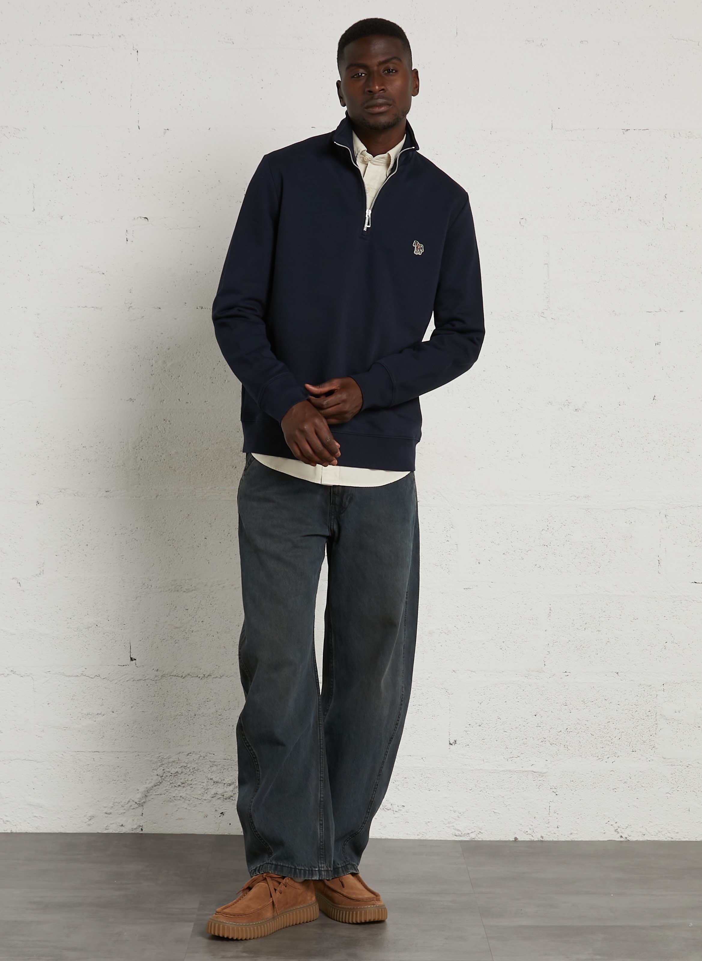 Pull col camionneur en coton  PAUL SMITH Bleu