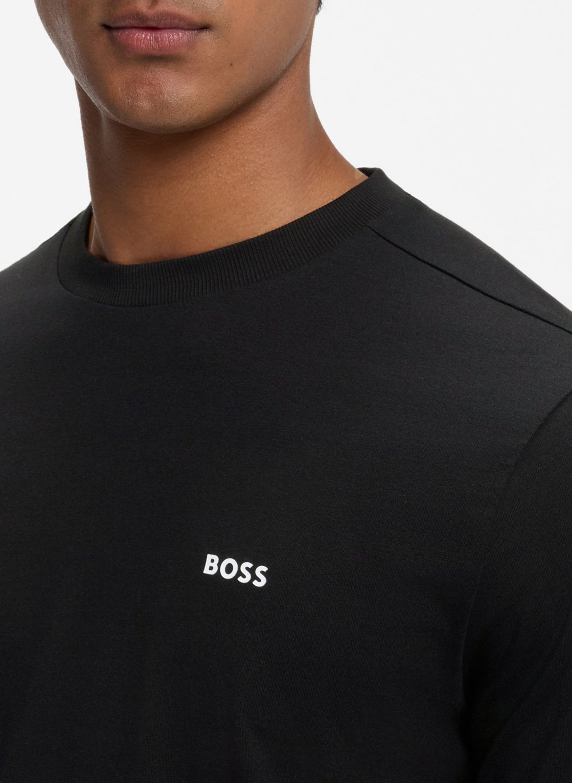 Straight screen-printed round-neck T-shirt BOSS Black