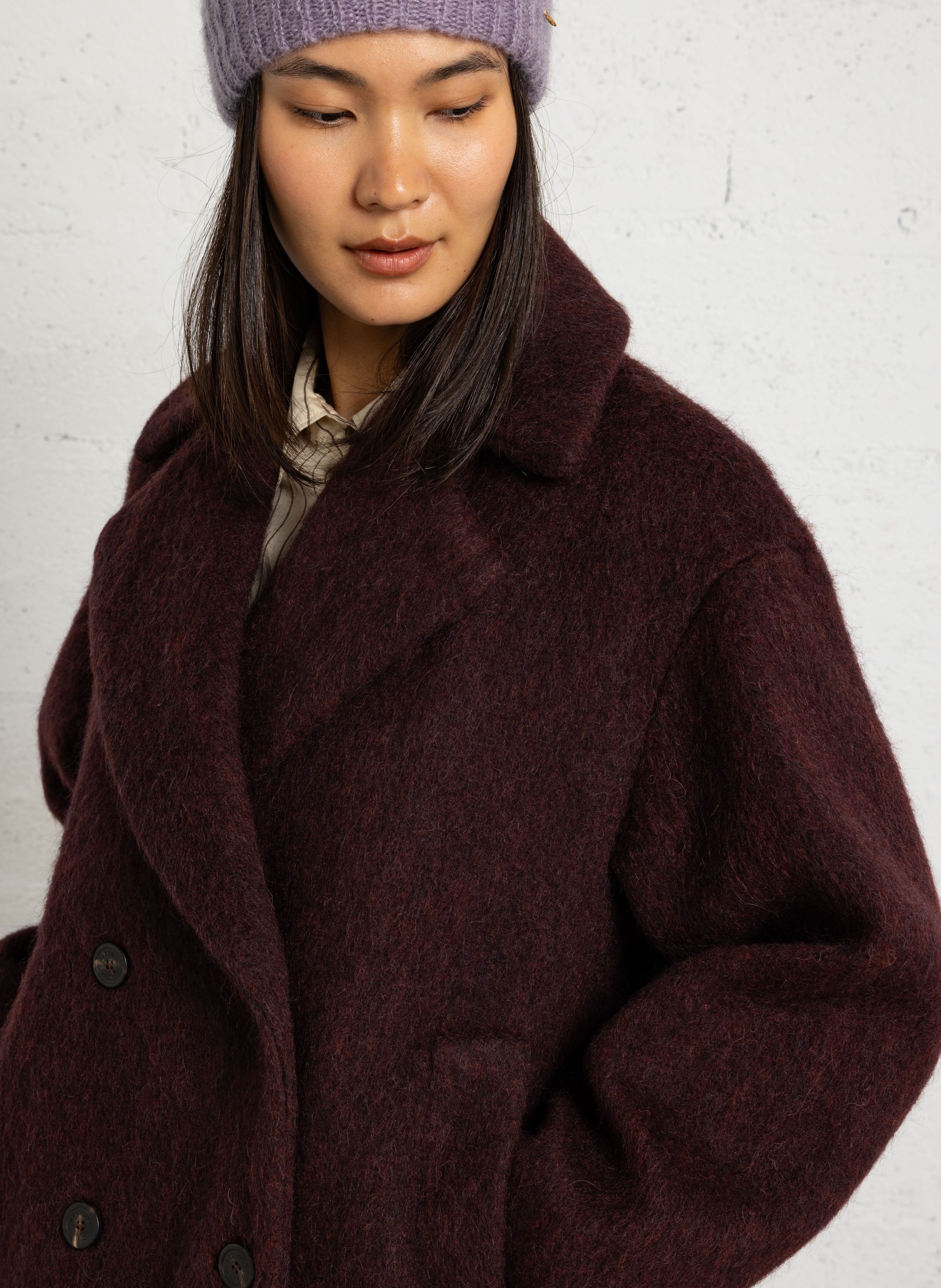 Gerader Mantel aus Wollmix MAX MARA WEEK END Pflaume