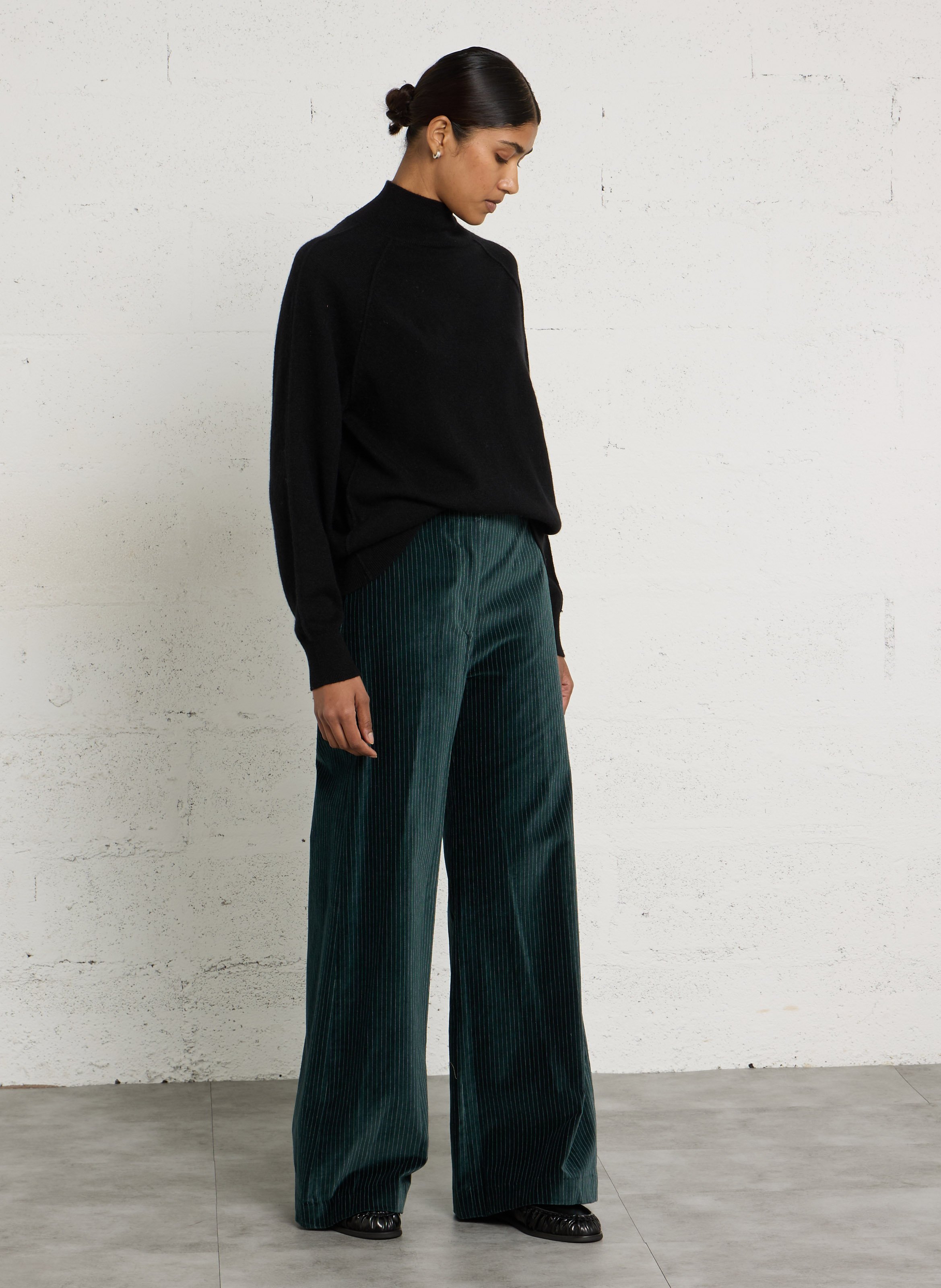 Gerade geschnittene Velours-Hose aus Baumwollmischung DIEGA Schwarz