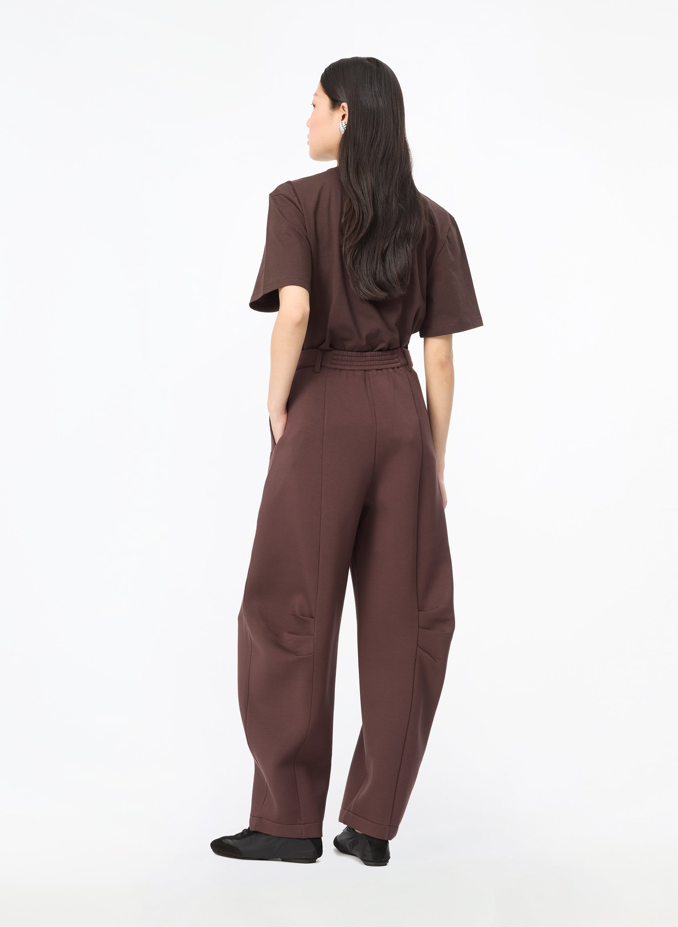 Effen ballonbroek met hoge taille ROTATE Bruin