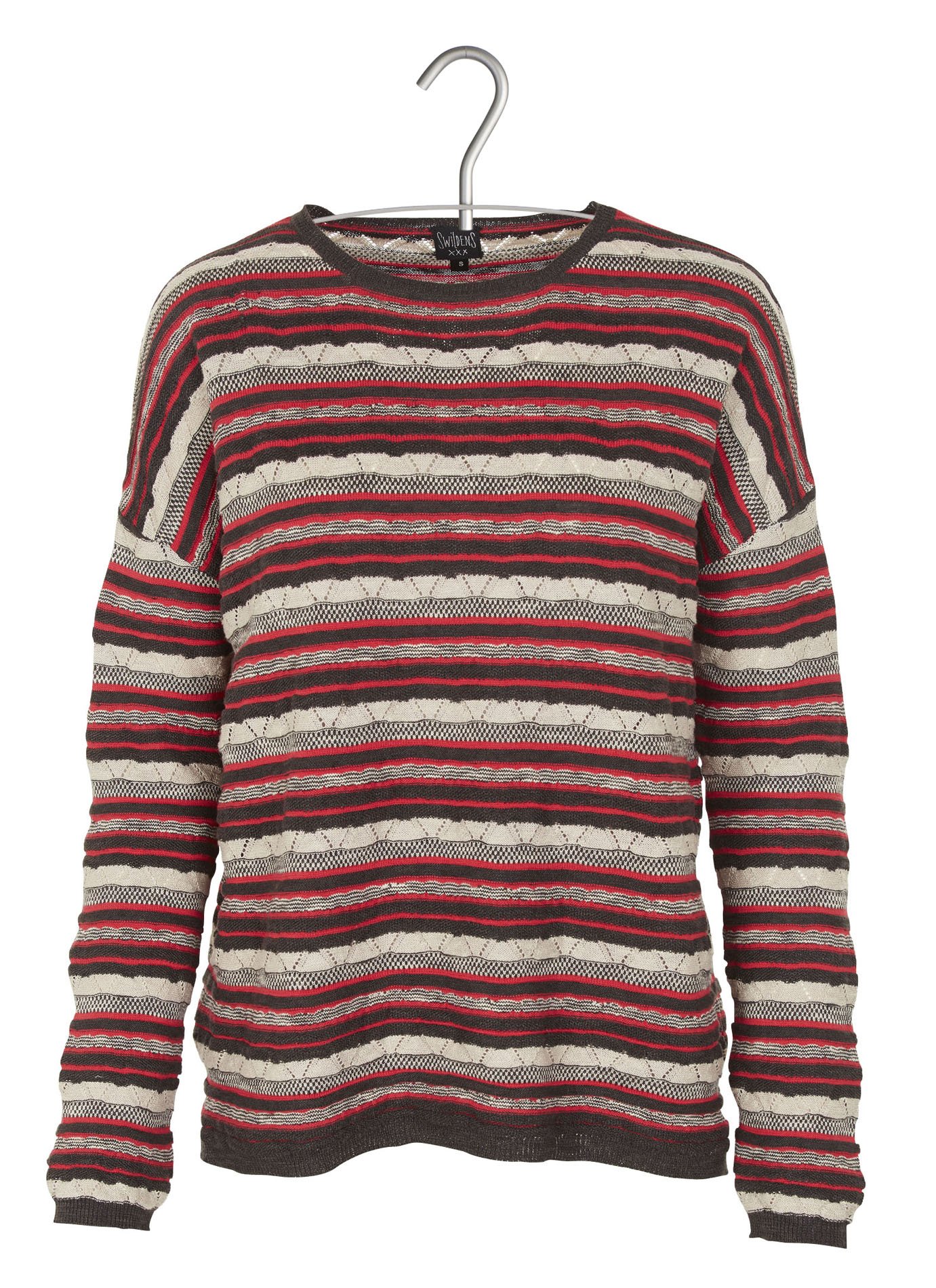 Qero striped cotton and linen round-neck sweater SWILDENS Black