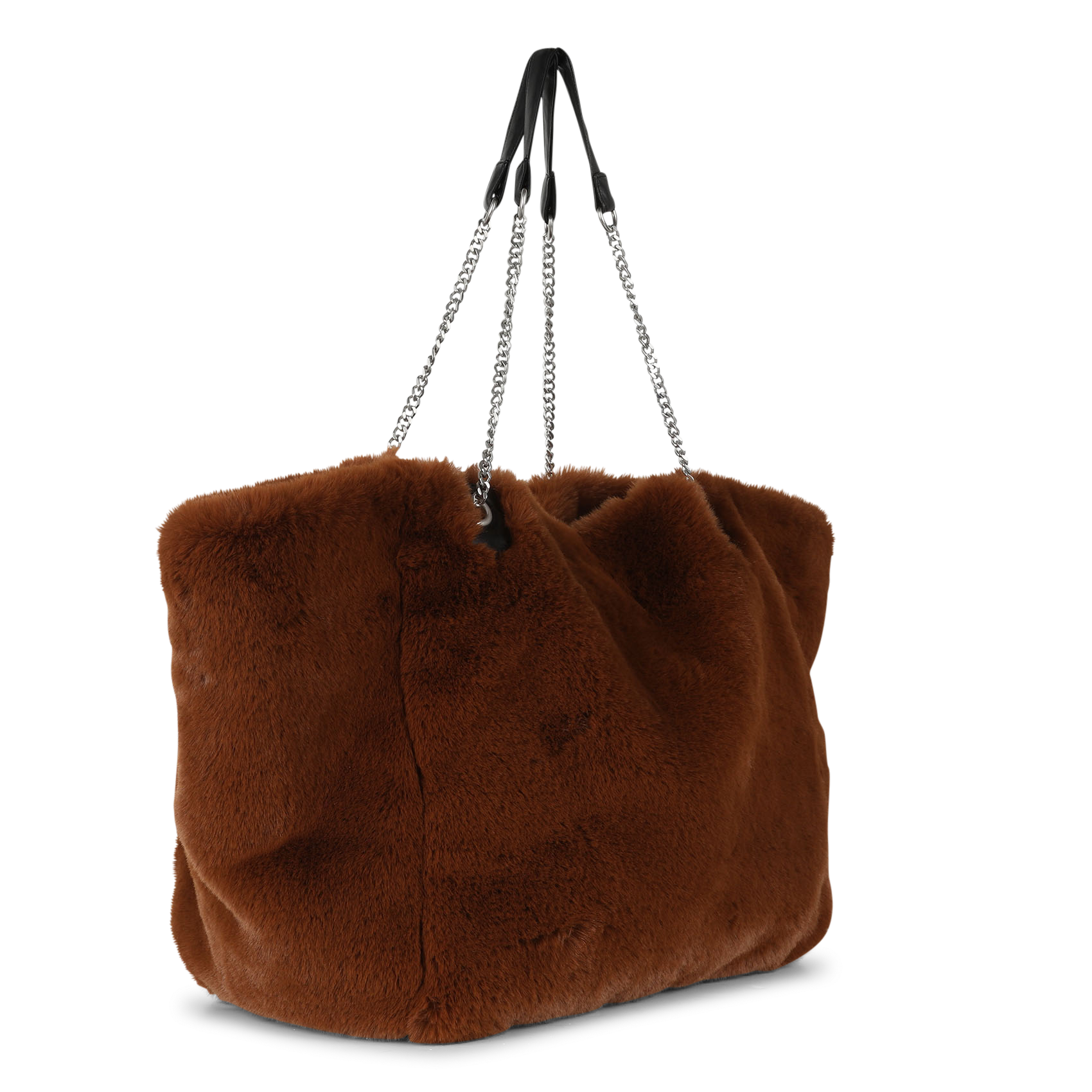 Faux Fur Cotton Tote Bag Marron Croco Ikks Women Place des Tendances