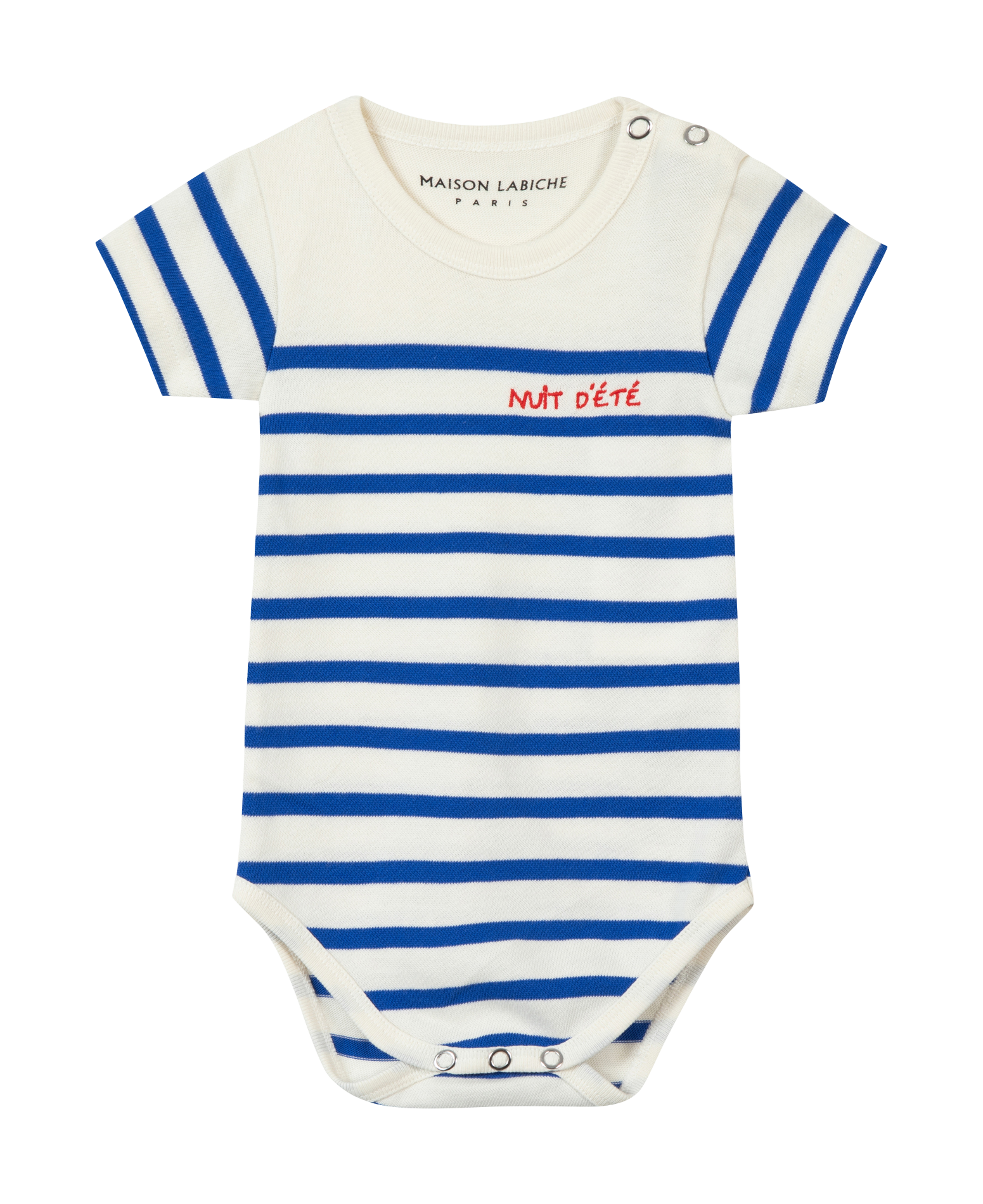 Round-neck organic cotton bodysuit with ?nuit d?été? embroidery MAISON LABICHE White
