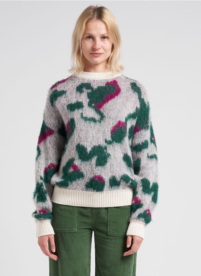 Multicolored Round-neck brushed jacquard sweater