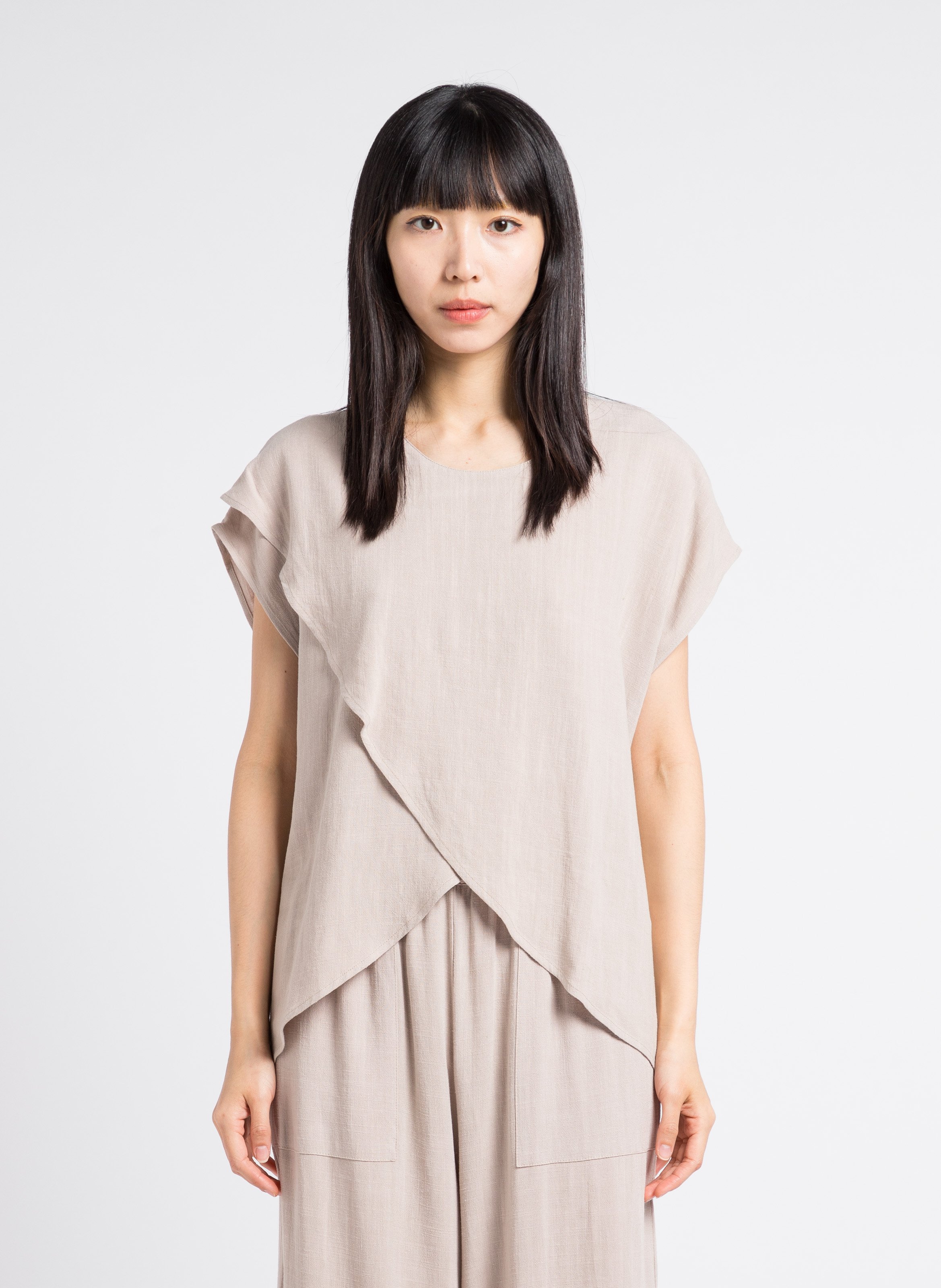 Top ample à encolure ronde uni RITA ROW Beige