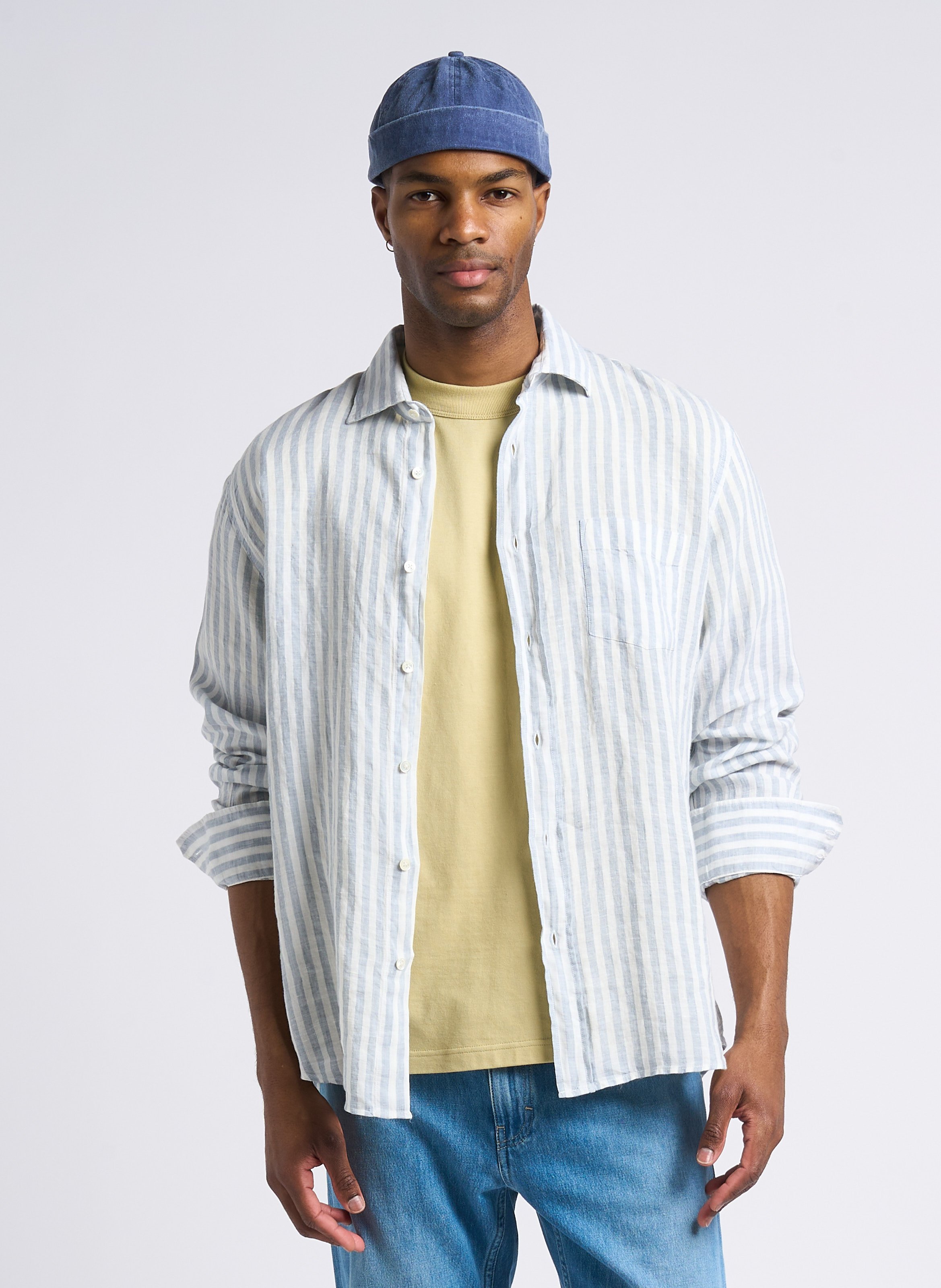 Chemise droite col classique en lin HARTFORD Multicolore