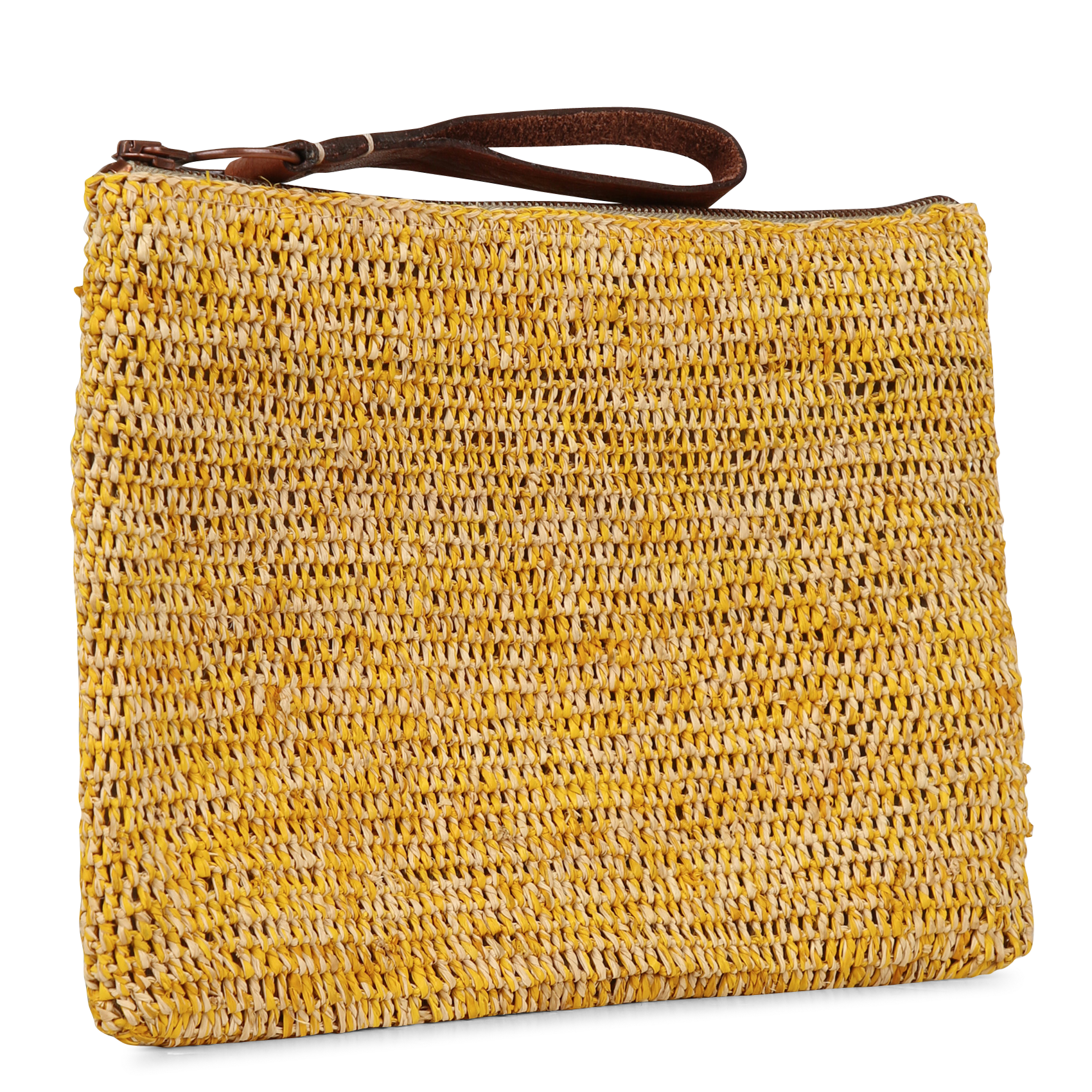 クラッチバッグ IBELIV SS24 AMPY CLUTCH (AMPY 094 ORANGE) AMPY - Clutch in RAFFIA and Crochet with Strap - IBELIV