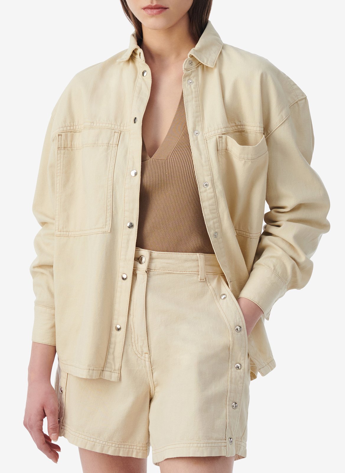 Straight overshirt in blended cotton IRO Beige