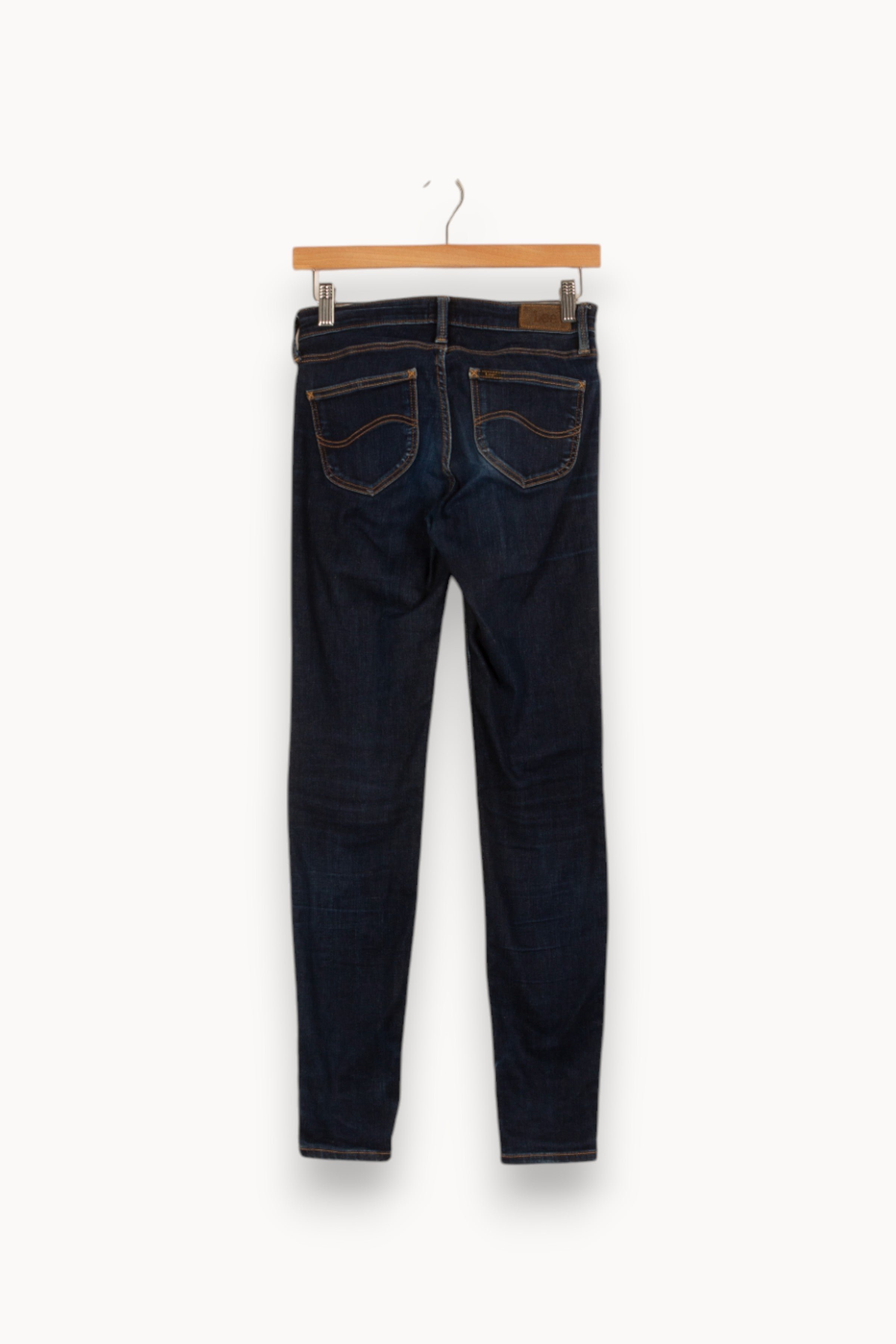 Cropped slim jeans with studs LEE - Seconde Main Blue