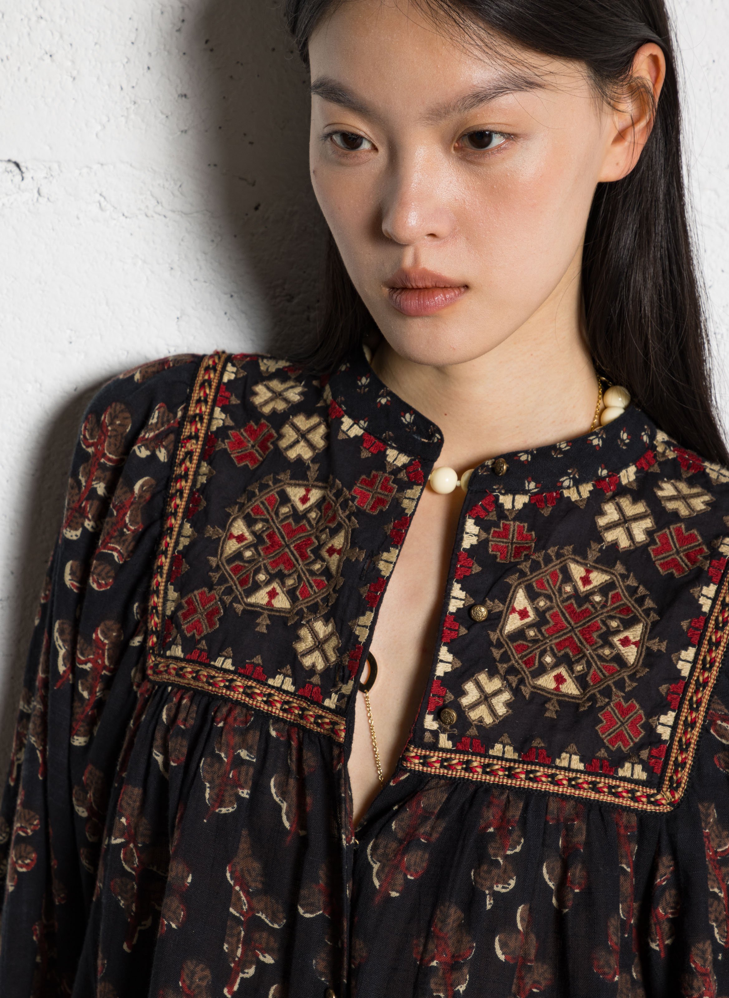 Loose-fit cotton blouse MAISON HOTEL Brown