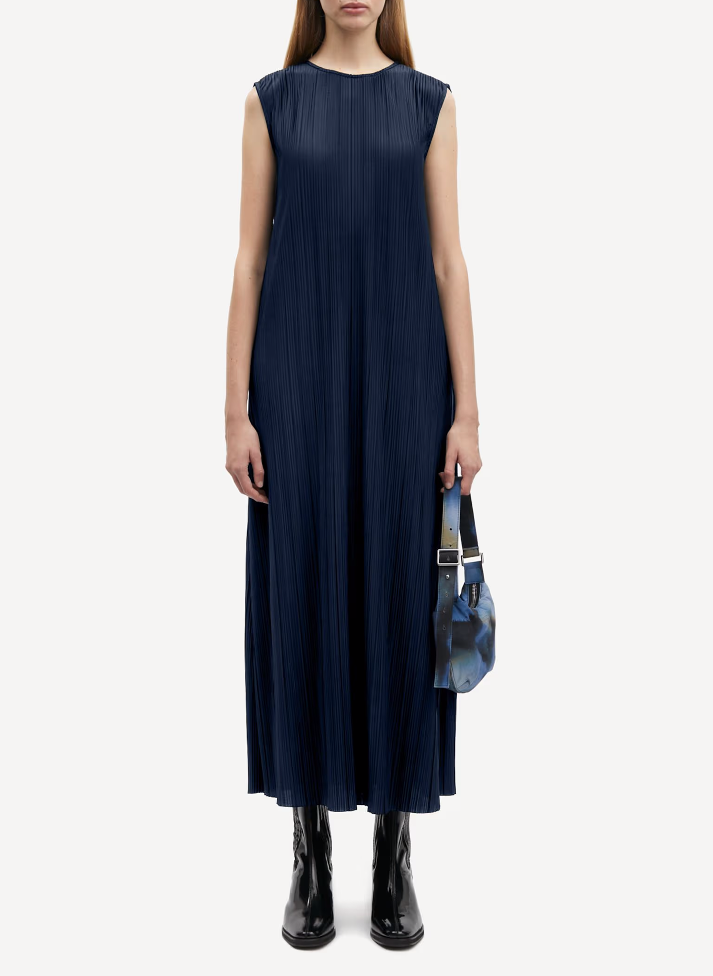 Robe mi-longue plissé sans manches SAMSOE SAMSOE Bleu