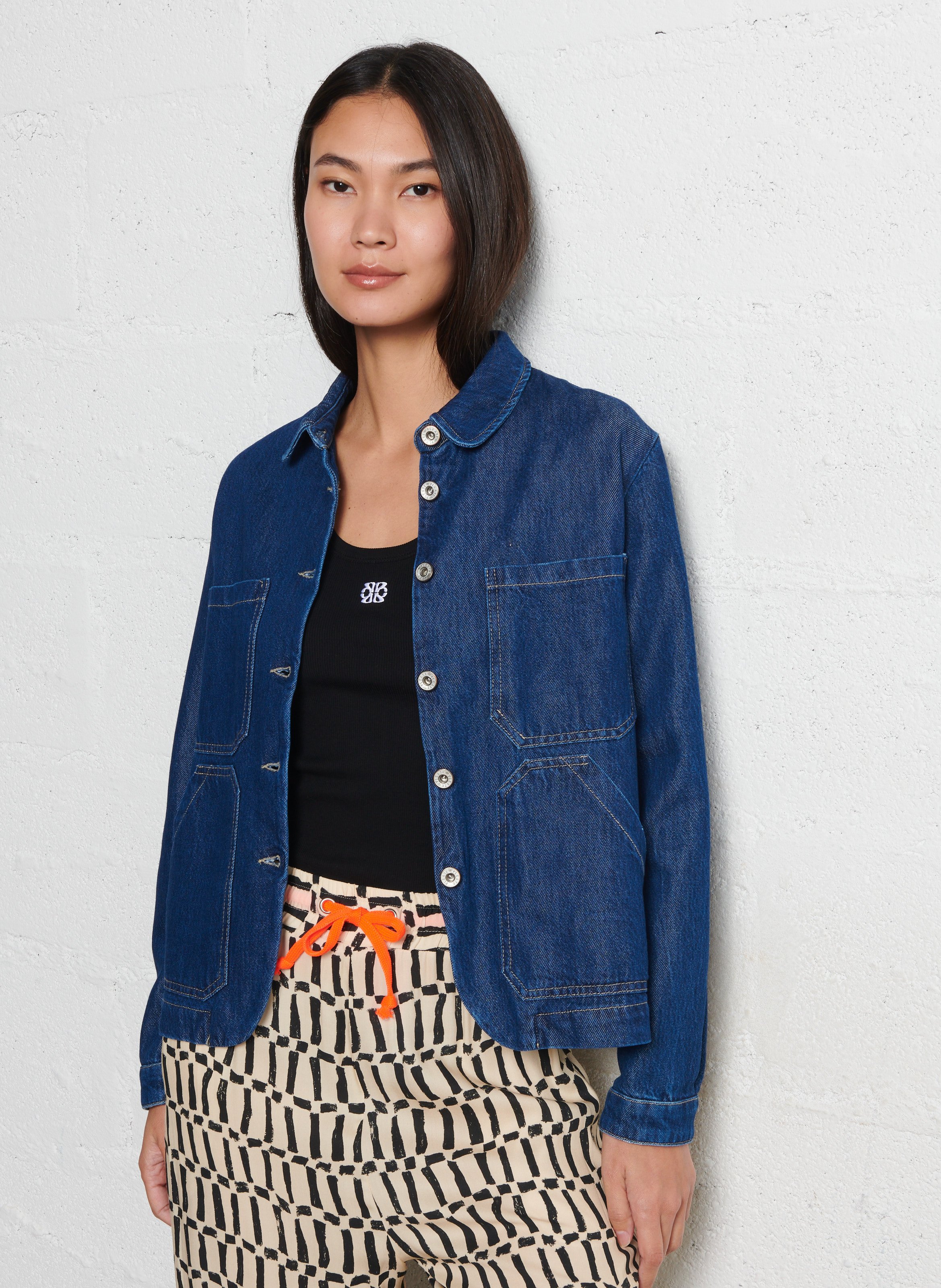 Denim jacket with Peter Pan collar PLEASE Blue