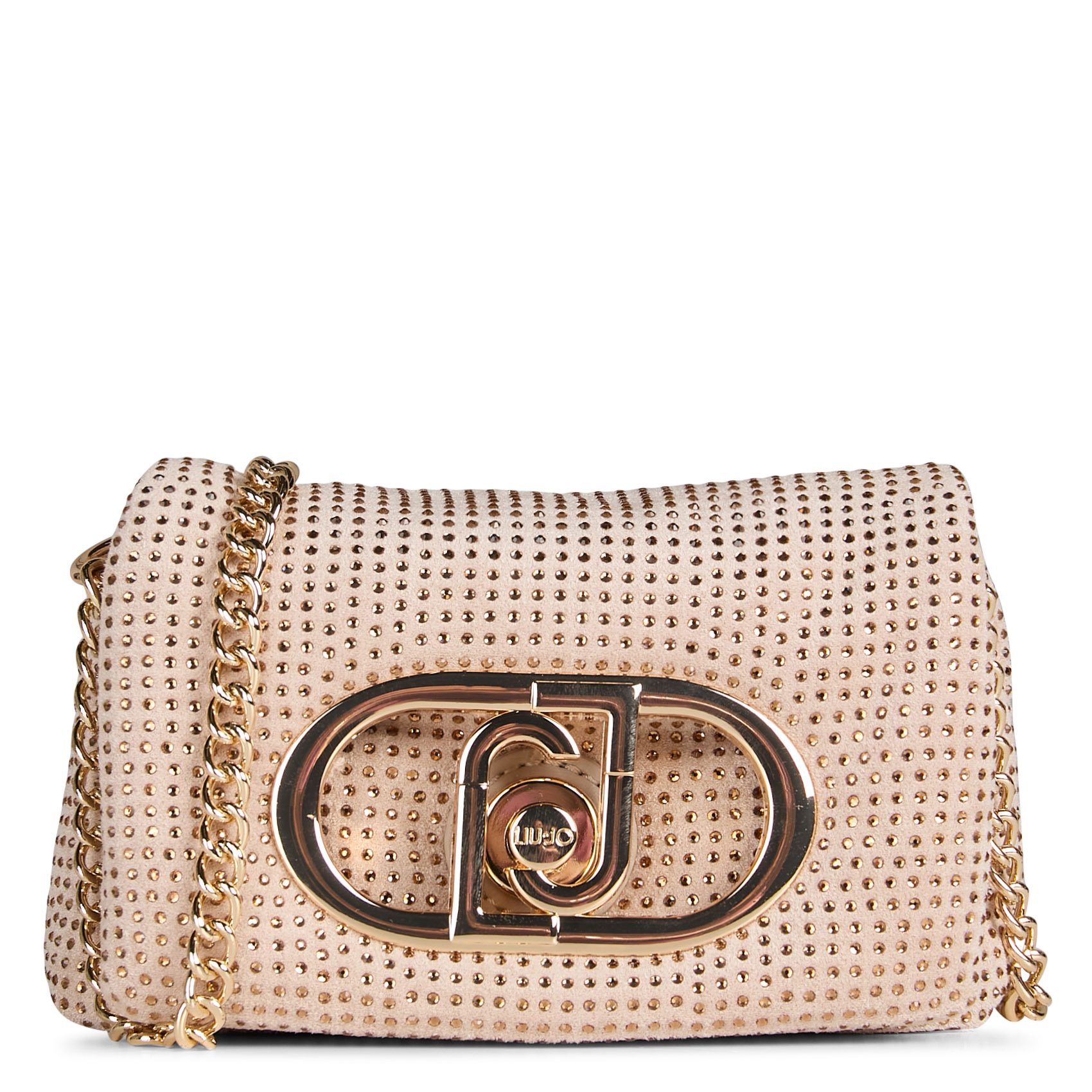Mini crossbody bag with rhinestone flap Neutro brass gold