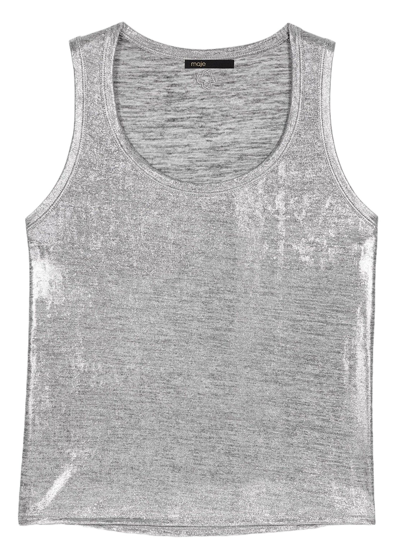 Débardeur droit en maille lamée MAJE Argent