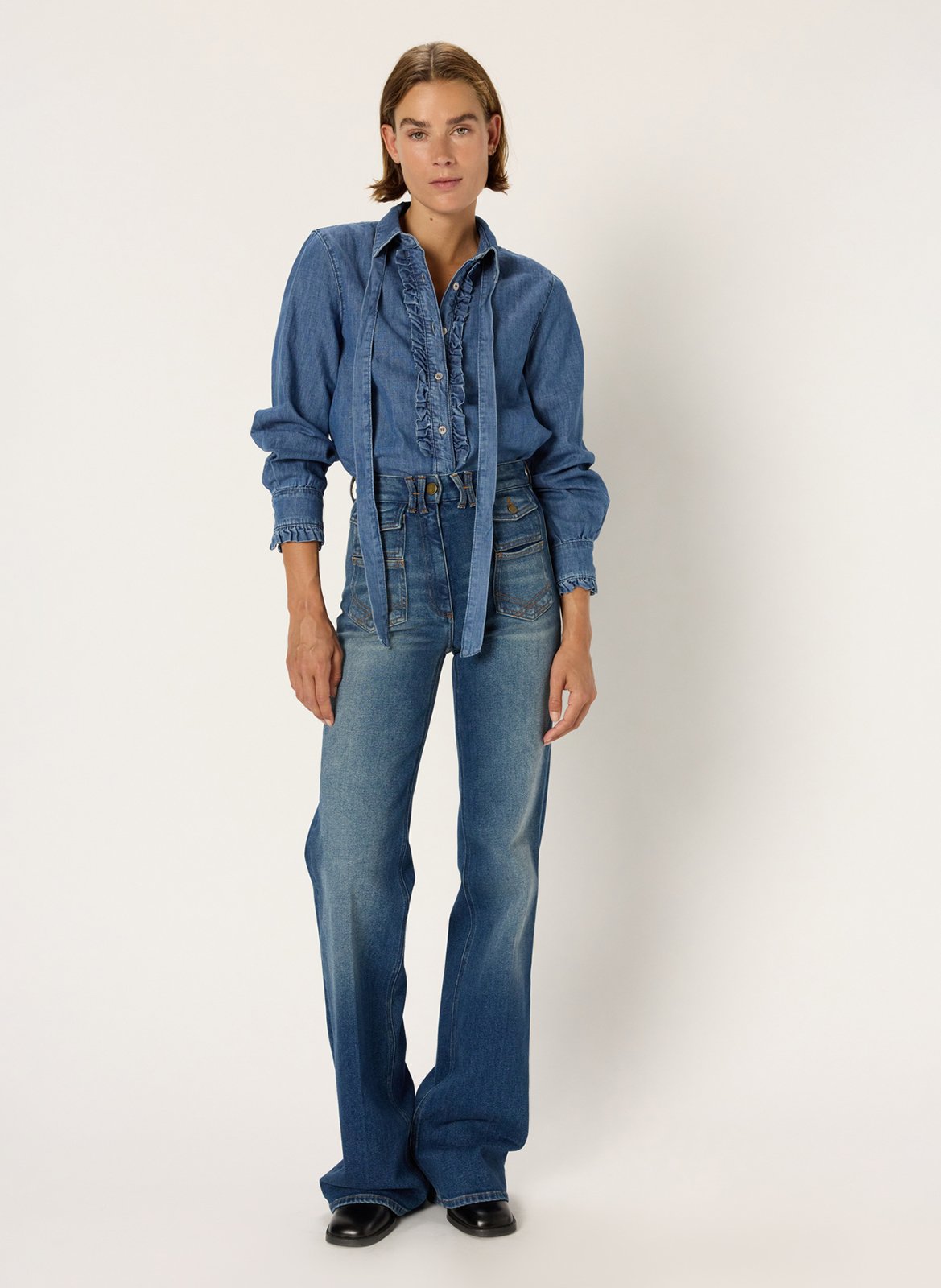 Spijkerblouse met klassieke kraag GERARD DAREL Blauw